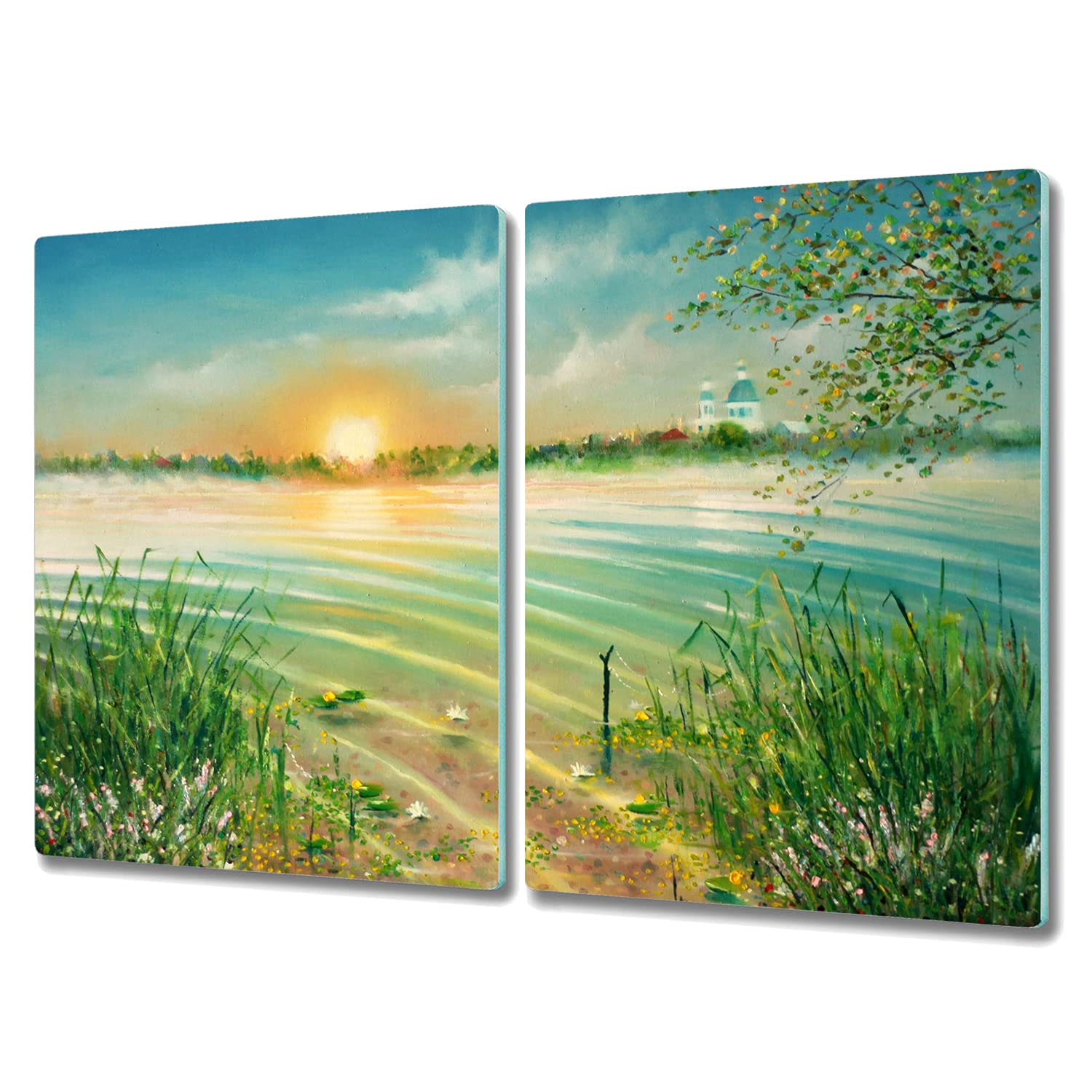 Planche à découper induction 2x40x52cm en verre trempé rivière
