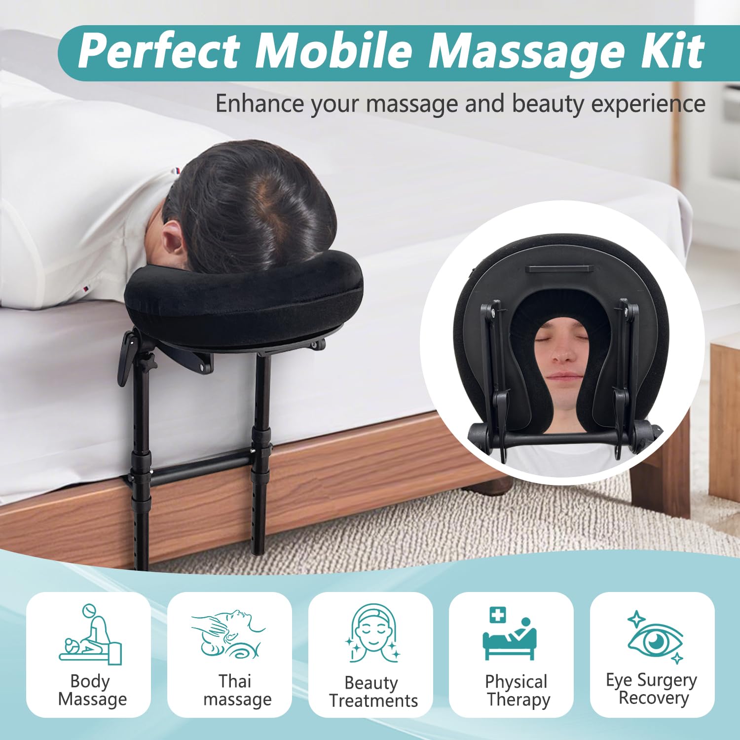 Kit de masaje para la parte superior del colchón, almohada facial para reposacabezas de masaje para colchón de cama, soporte para cabezal de masaje de cama, accesorio de masaje ajustable para colchón 2