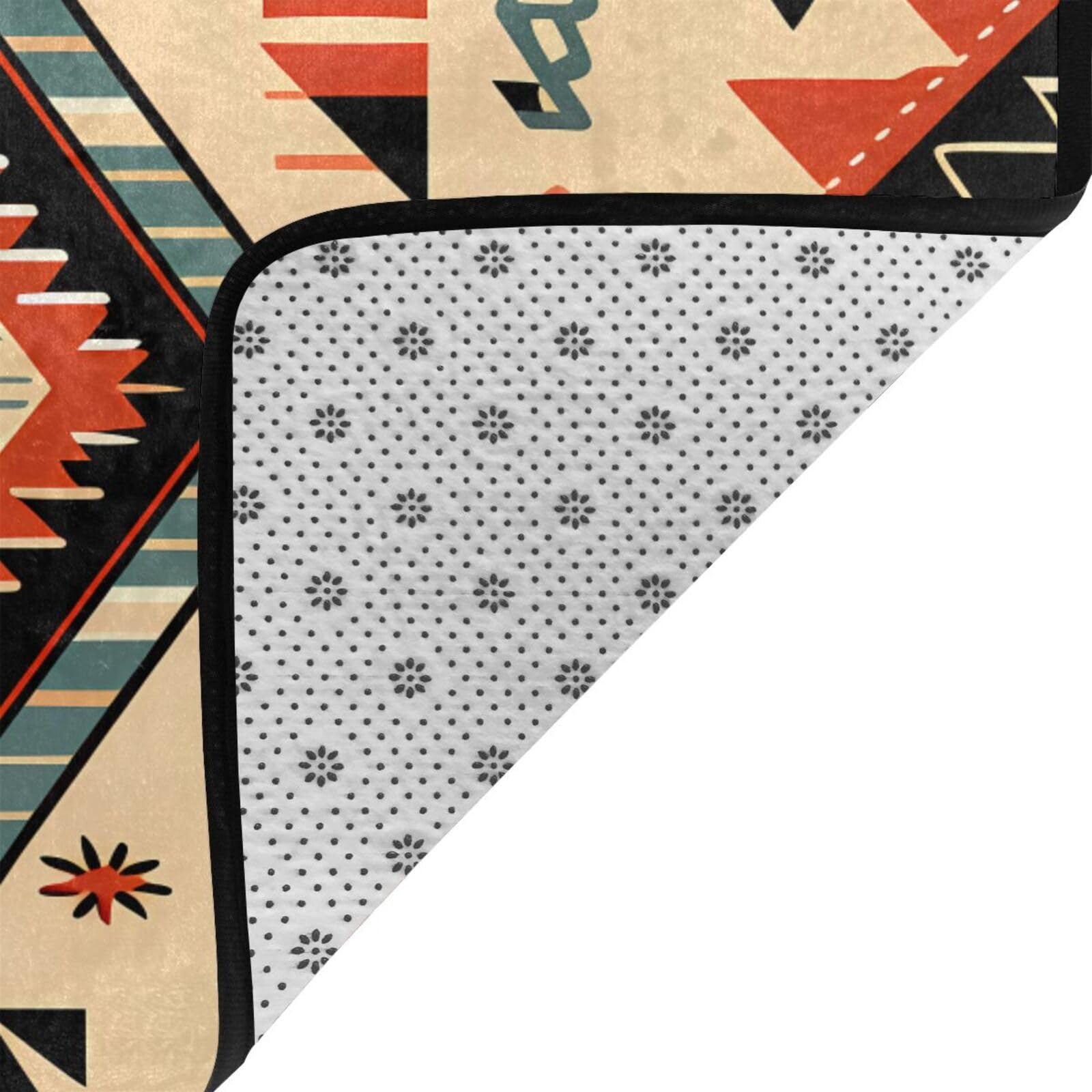 Tappeto vintage azteco per soggiorno camera da letto tappeto etnico con retro antiscivolo lavabile flanella tappeto per casa ufficio arredamento 120 x 180 cm