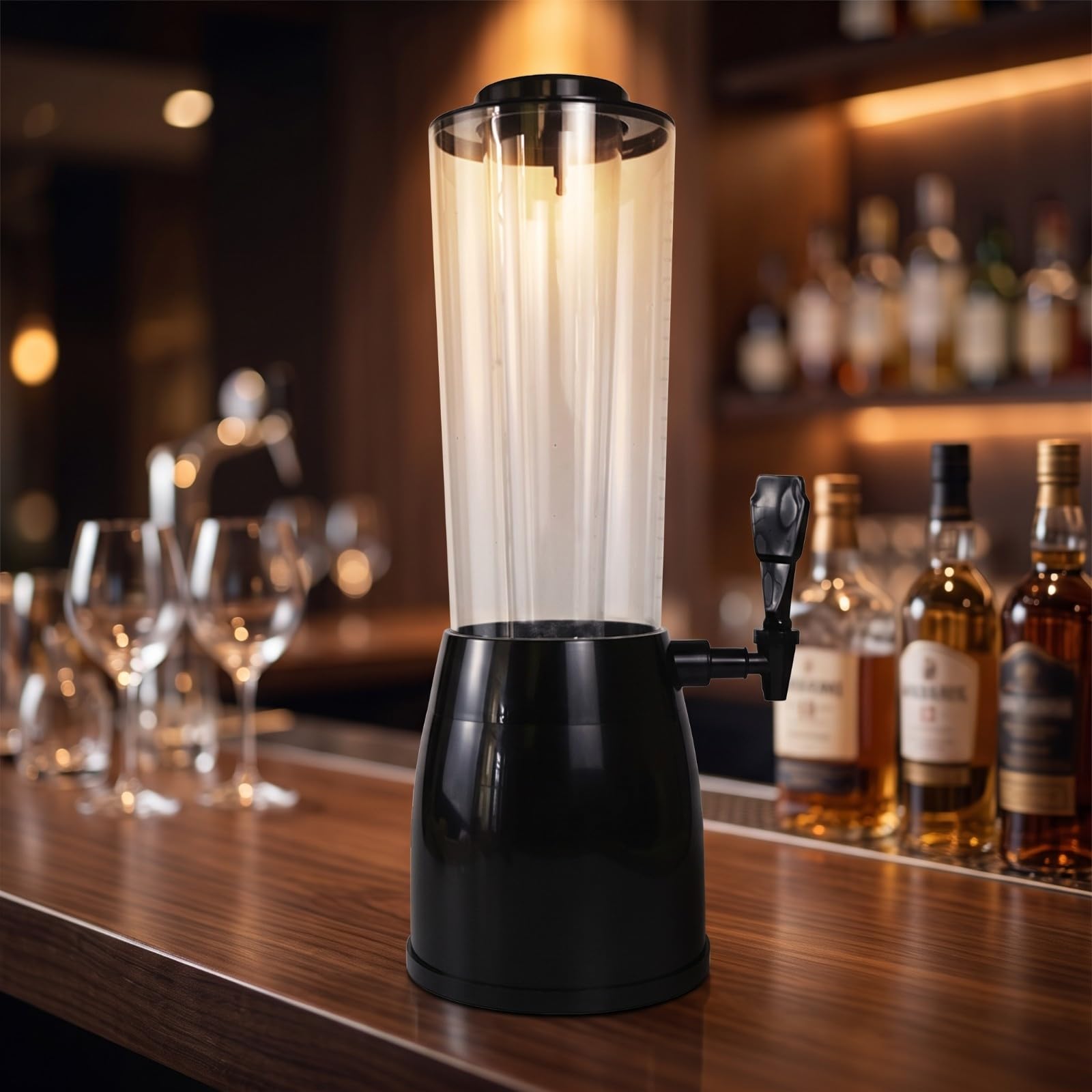 Dispenser di Birra con Rubinetto, Versione Effetto Legno, Capacità 2,5 L