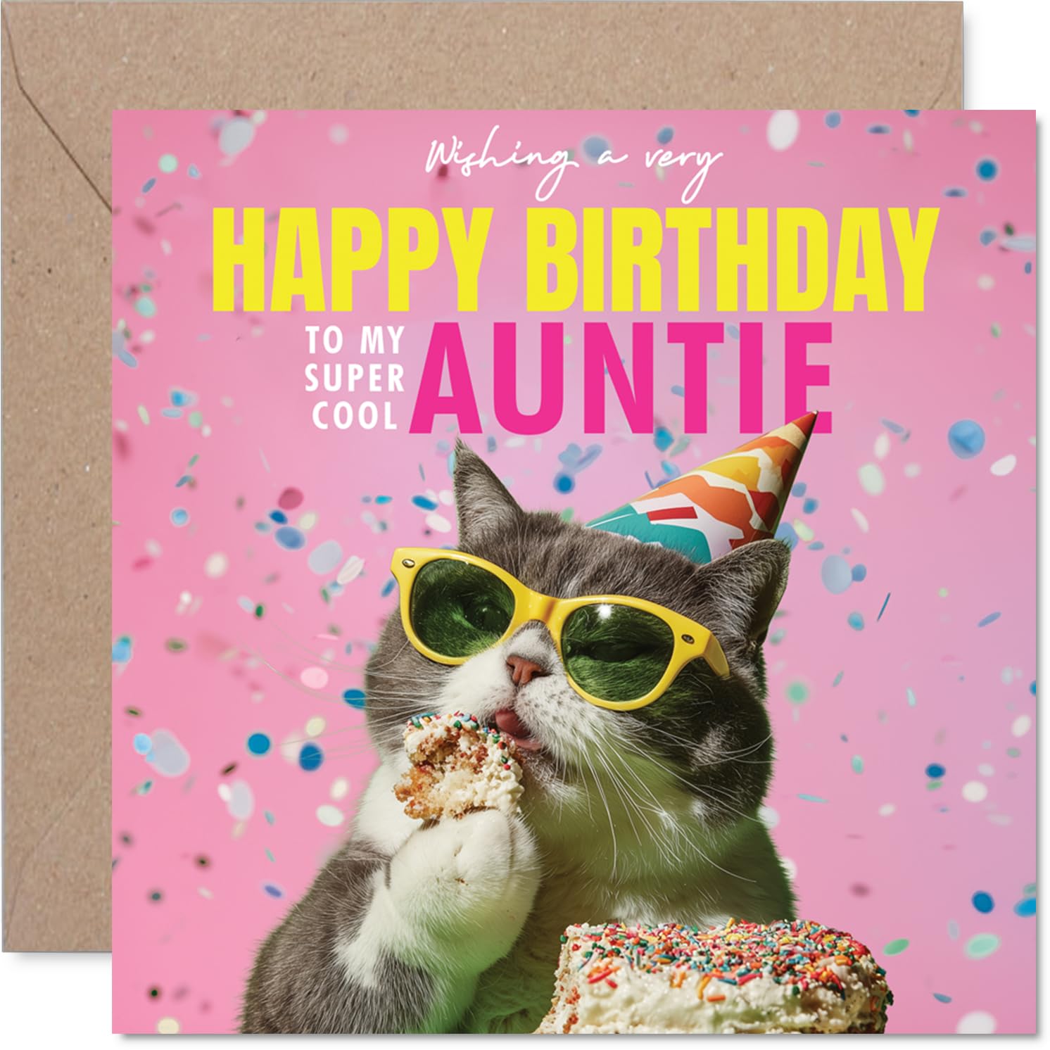 Auntie Birthday Card, Purr-fect Cake