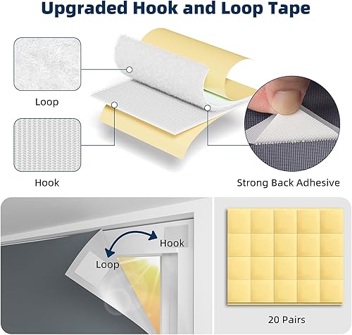 Miniatura 3 de Cortinas opacas portátiles de 100 x 57 pulgadas, tiras de cinta de velcro fuertes con adhesivo, persianas opacas que se pueden cortar, 100% material