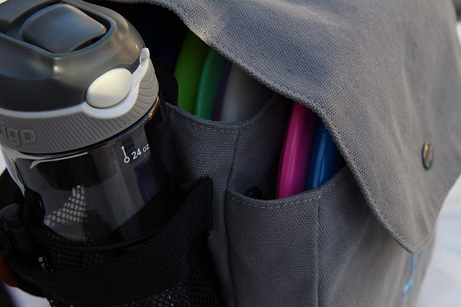 Kestrel Disc Golf bag | Fits 12 dischi + bottiglia | dischi giocatori di golf per principianti e avanzati | estremamente resistente tela | frisbee Disc Golf set borsa | sacca da golf, Grey