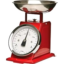 Premier Housewares 3 kg Retro Style Kitchen Scale with Stainless Steel Bowl - Red
