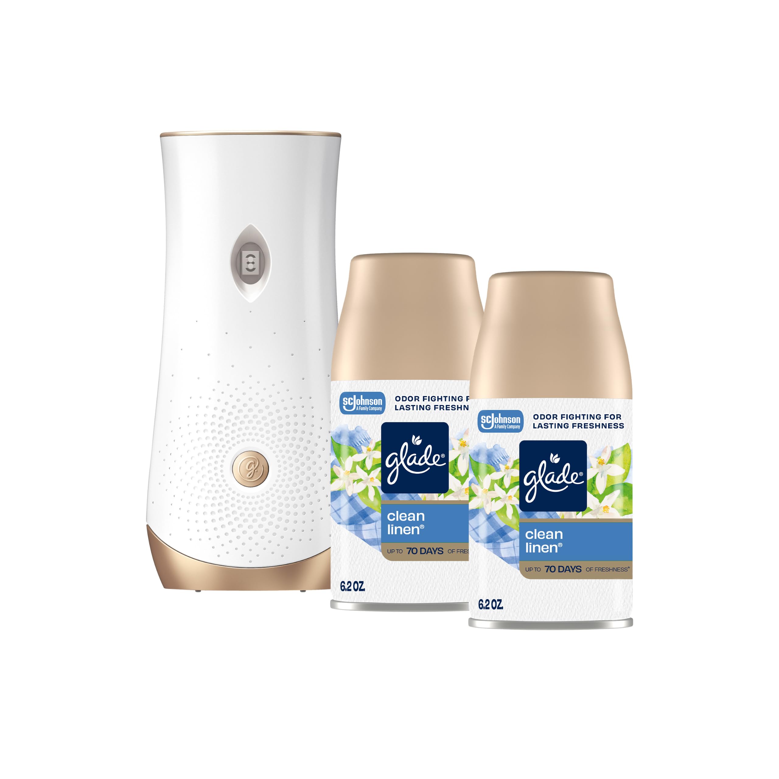 Glade Automatic Spray Air Freshener Kit, Clean Linen, Holder +2 Refills