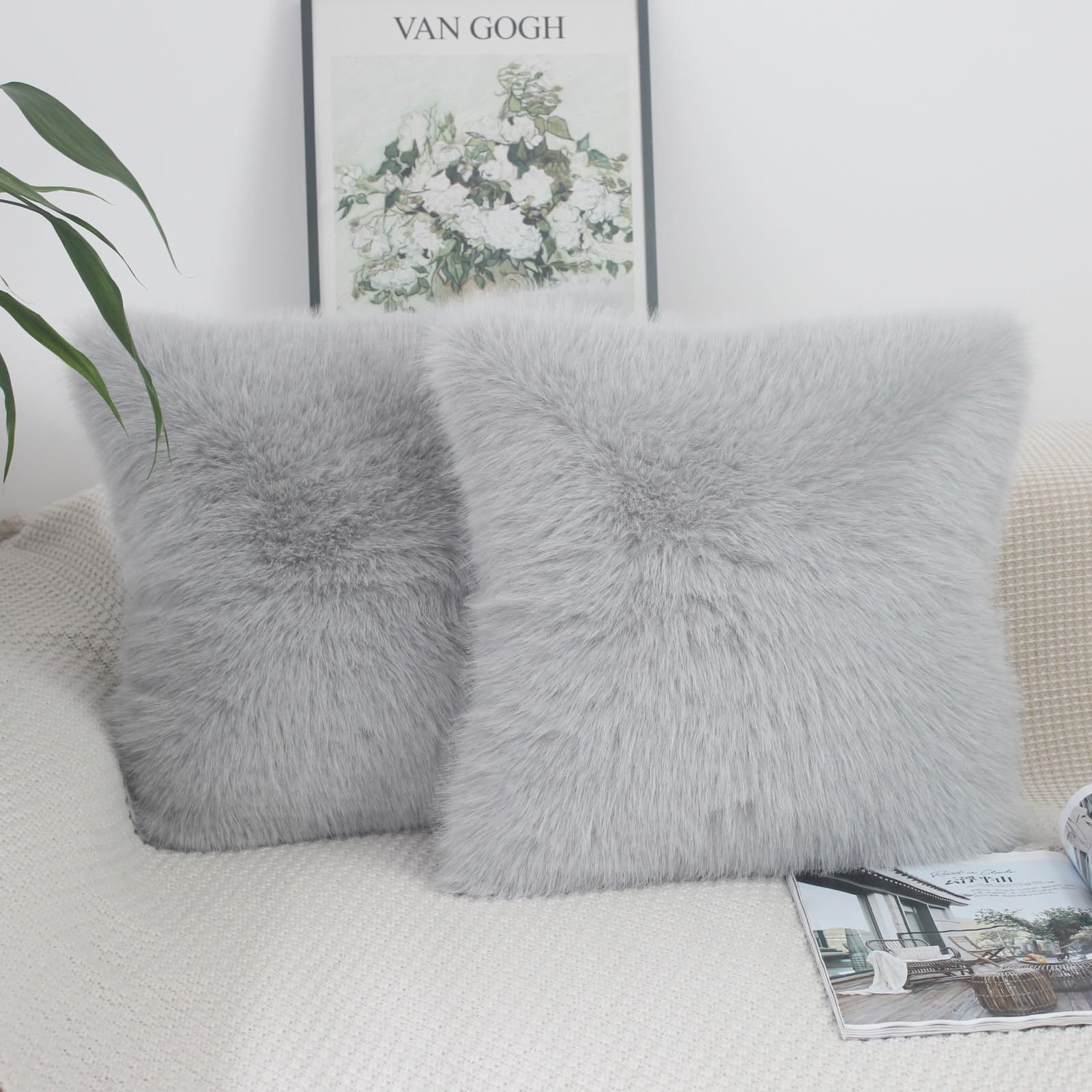 OYIMUA Set Di 2 Federe Per Cuscino In Finta Pelliccia Beige, 40x40 Cm: Morbidezza Per Divano E Camera