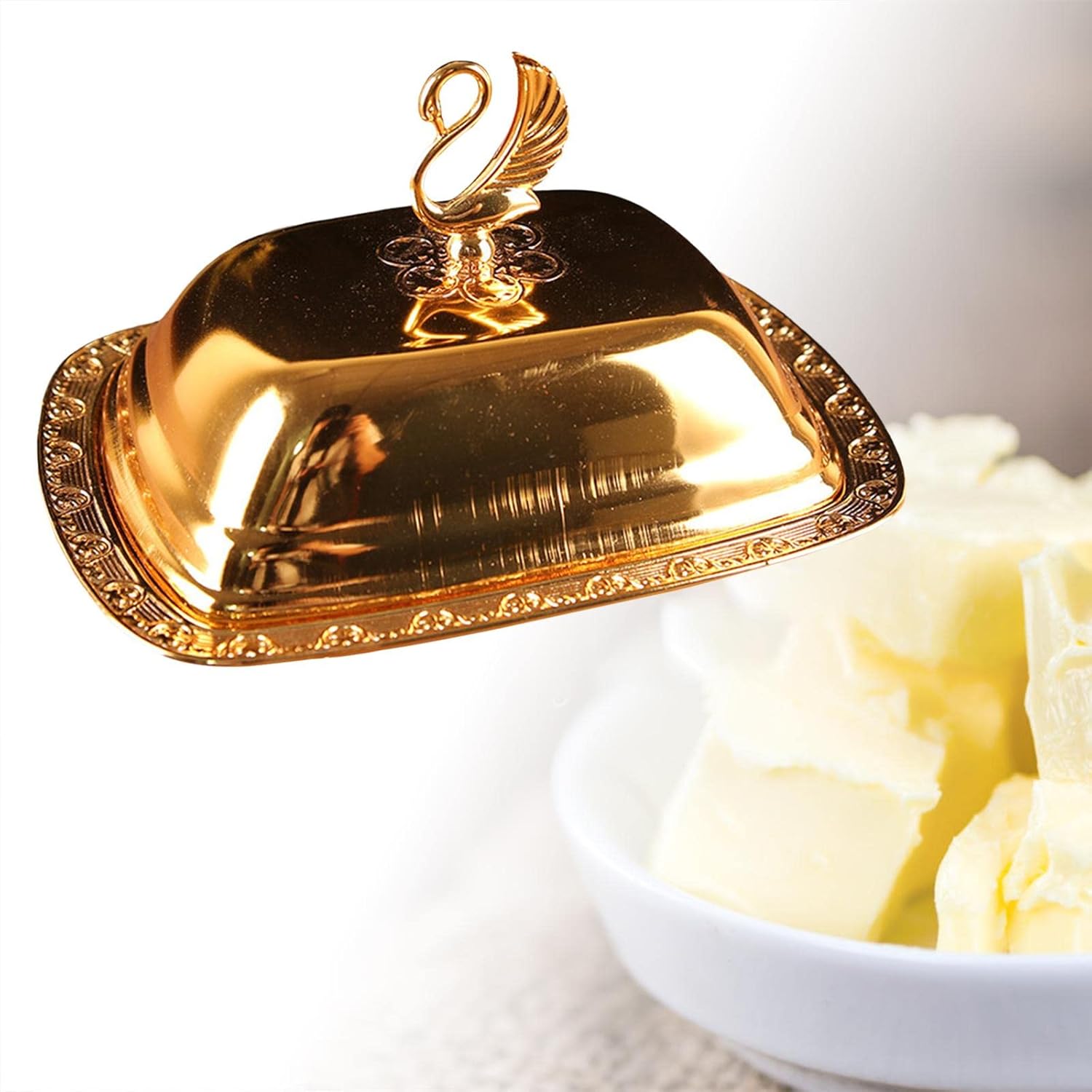 Yajuyi 2Pcs European Style Butter Dish Box Storage Keeper Lith Lid for Kitchen
