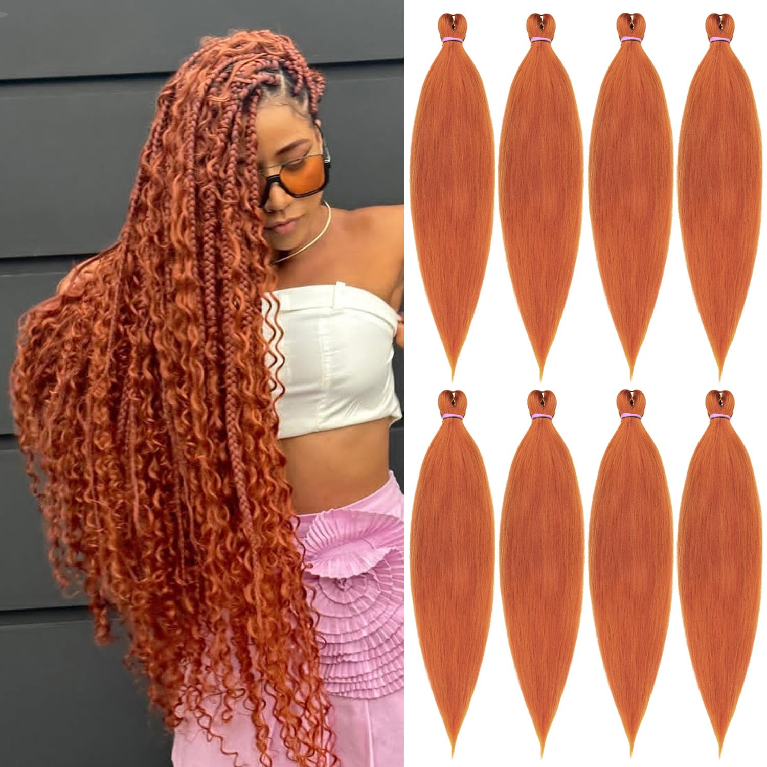 Amazon.com : Leeven Braiding Hair Pre stretched Long Ginger