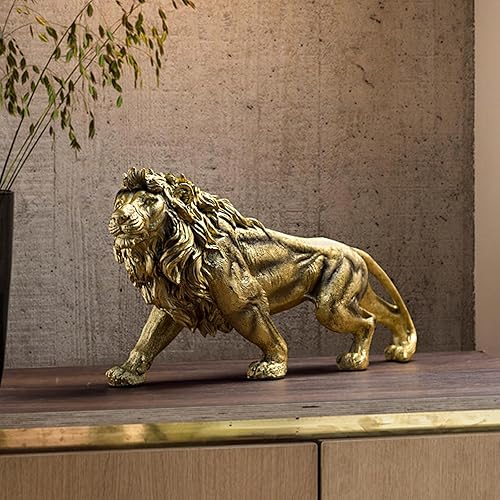 Miniatura 8 de Decoraciones de escultura de león, figuras de animales, decoración del hogar, estatuas de figuras de arte de escritorio de 15 pulgadas, manualidades