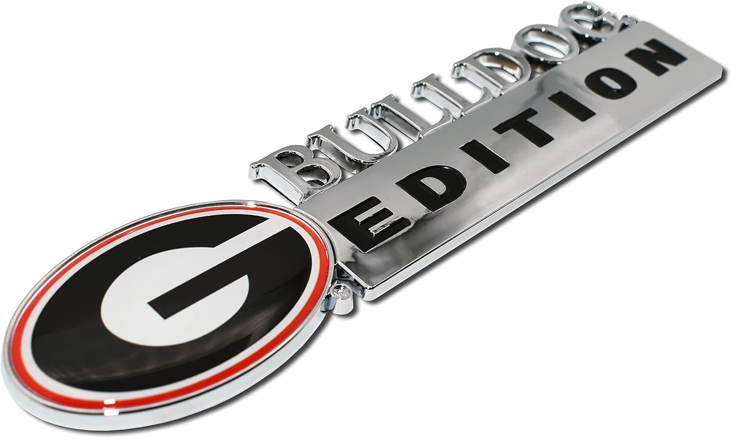Elektroplate Georgia Bulldogs Edition Metal Auto Emblem for Cars, Trucks, and All Auto | Universal Fit at 7" x 2.25" | Weatherproof