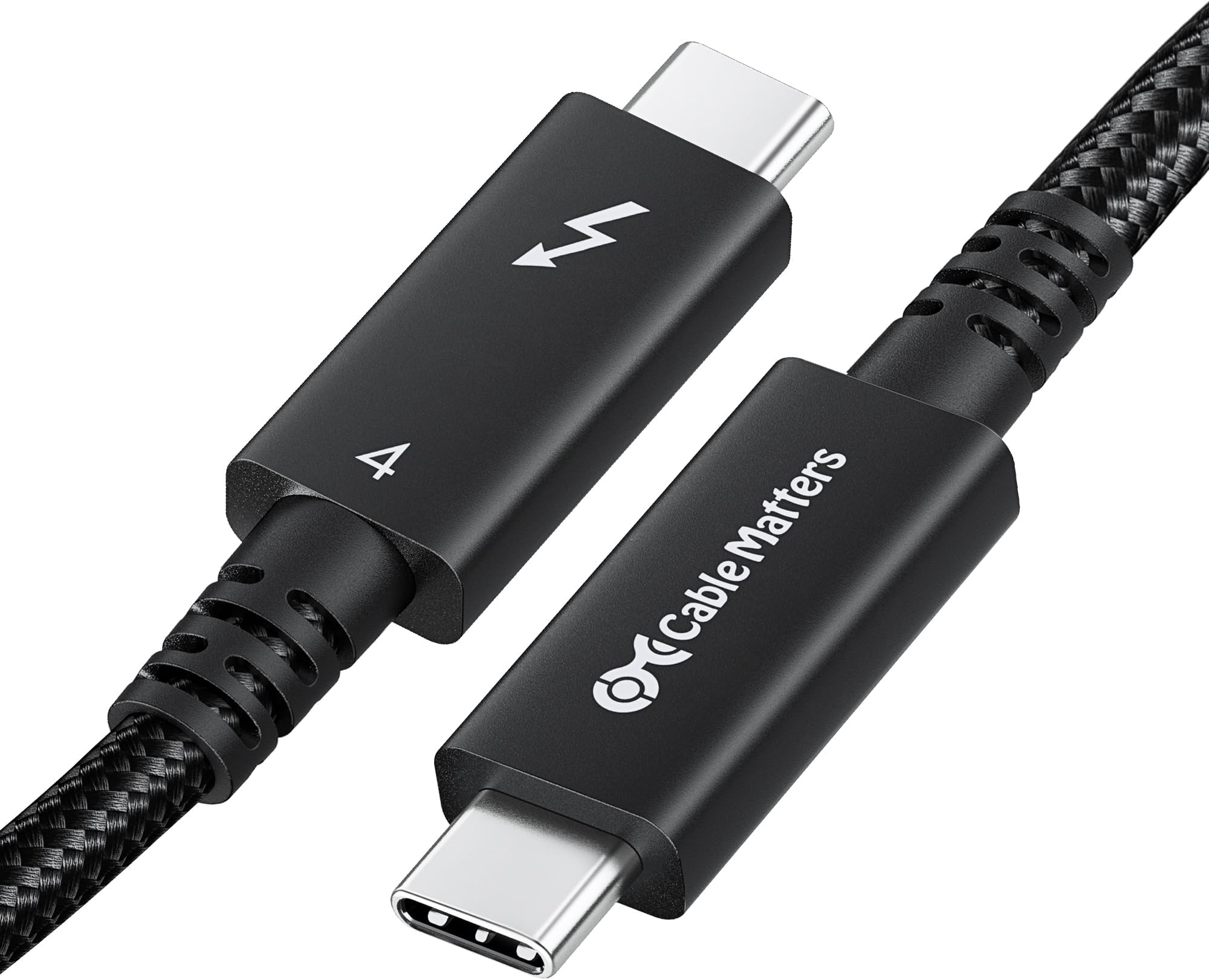 [Intel Certified] Braided 40Gbps Active Thunderbolt 4 Cable 2m with 100W Charging and 8K Video, Long Thunderbolt 4 Cable Compatible with USB-C / USB4 / Thunderbolt 3, Black