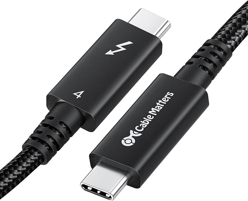 [Intel Certified] Braided 40Gbps Thunderbolt 4 Cable, 6.6ft | Black, [8K@60Hz / 4K@240Hz, 100W Charging, 40Gbps Data Transfer], Active, Compatible with Thunderbolt 3, USB4, USB-C