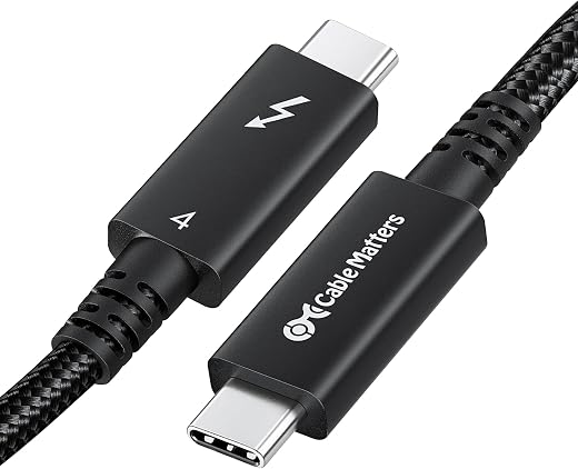 Cable Matters [Intel Certified Braided 40Gbps Active Thunderbolt 4 Cable 6.6 ft with 100W Charging Power Delivery and 8K V...