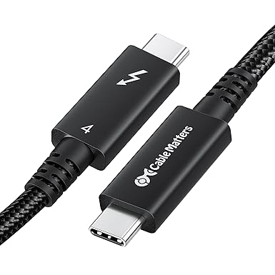 Cable Matters [Intel Certified] 40Gbps Active Thunderbolt 4 Cable 6.6 ft with 100W Charging and 8K Video, Black - Fully Compatible with USB C/USB-C, USB4, and Thunderbolt 3 - Thumbnail 4