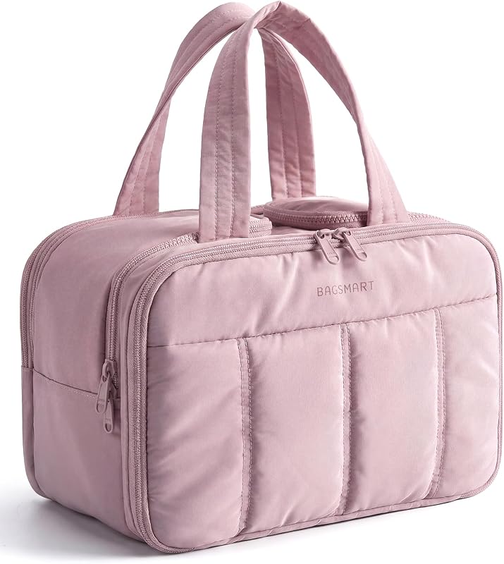 Necessaire de viagem BAGSMART com compartimentos, alça e separação para itens secos e úmidos, G-Light Purple