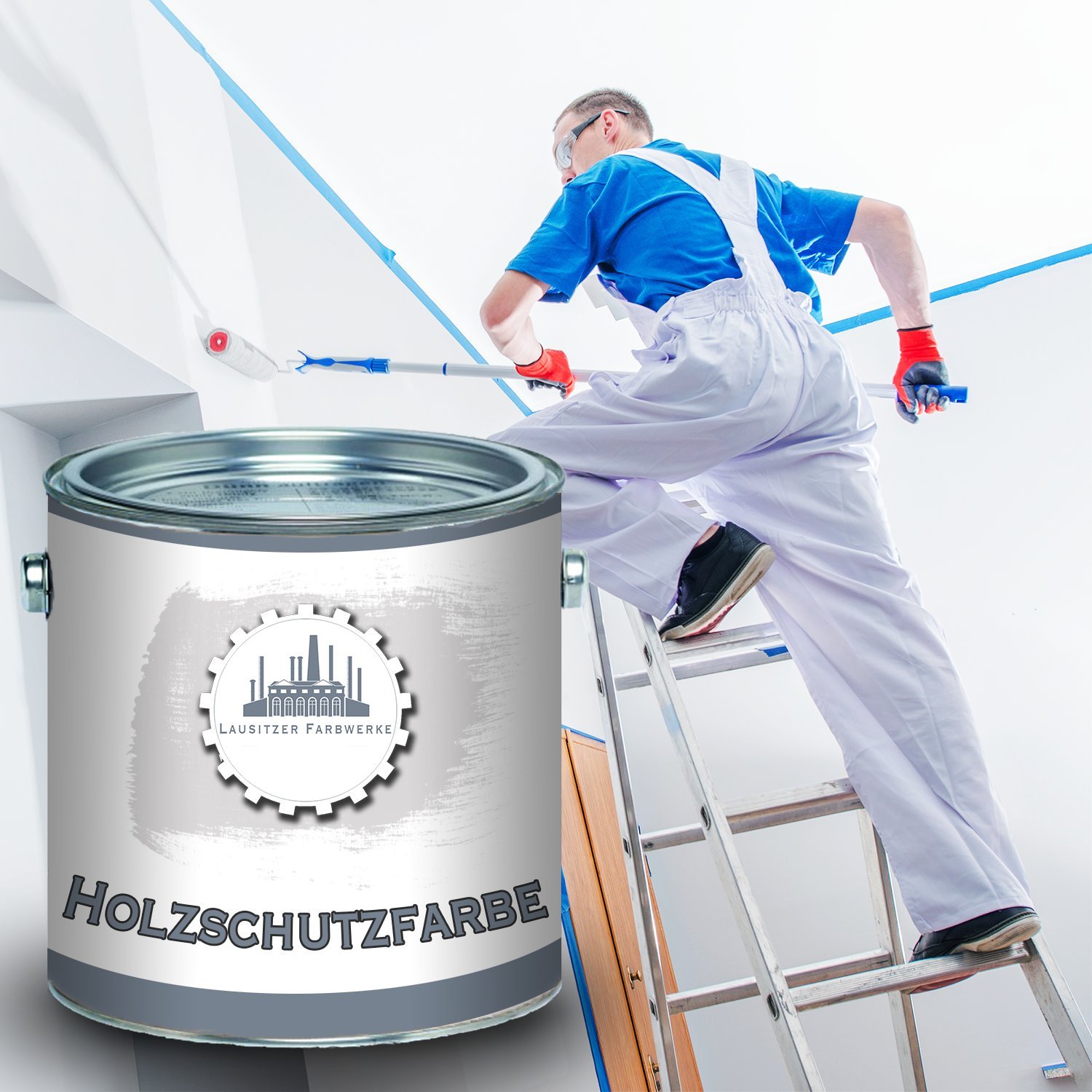 Lausitzer Farbwerke Holzschutzfarbe traditionelle Wetterschutzfarbe hochdeckender und effektiver Holzschutz in Weiß Beige Grün Schwedenrot Rotbraun Dunkelbraun Schwarz (2,5 L, Weiß)