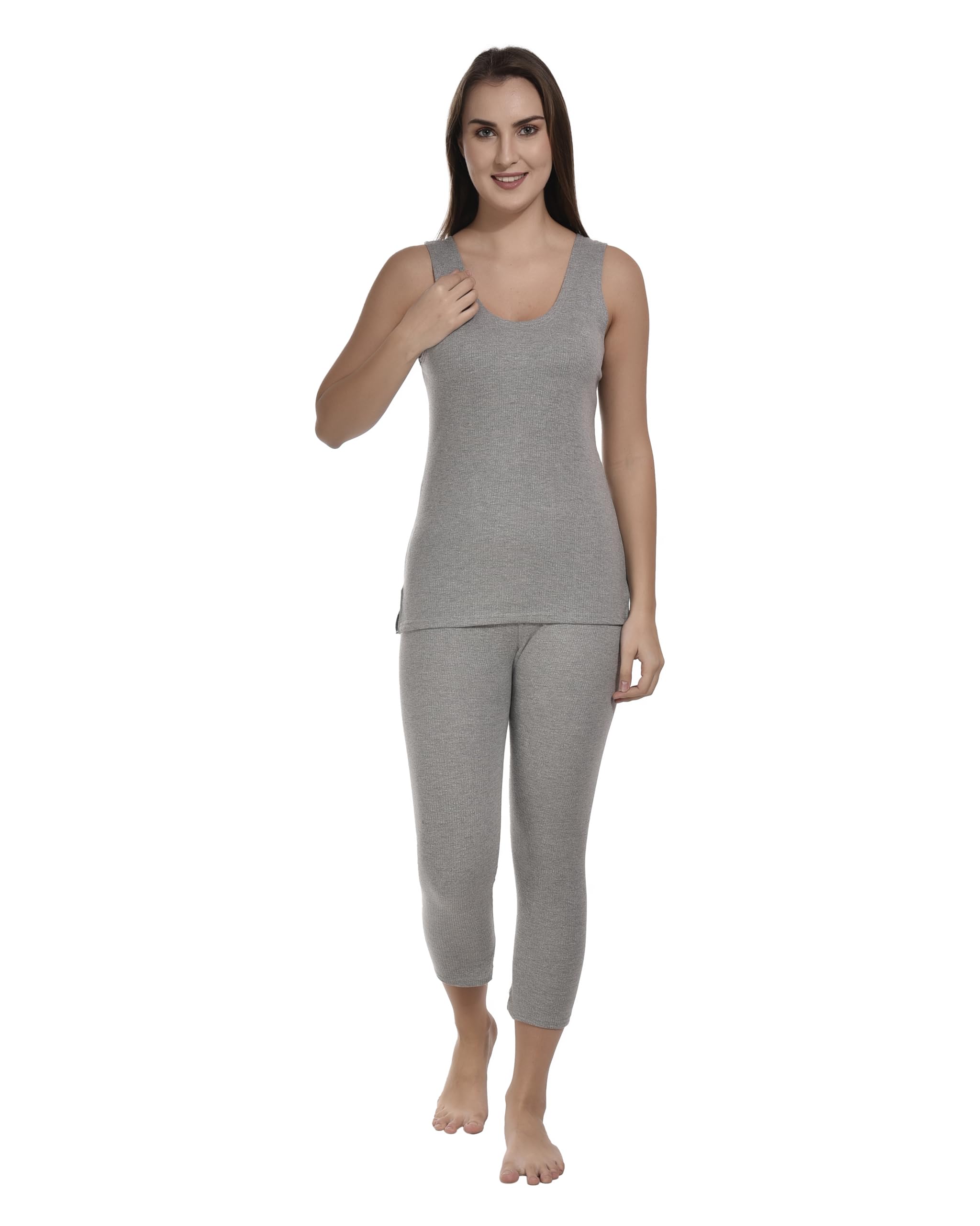 Women’s Snug Fit Thermal Underwear Top & Bottom Winter Wear Set in Round Neck (Ladies Thermal Top and Sameej) Available in White, Light Grey and Black Color.-image-10