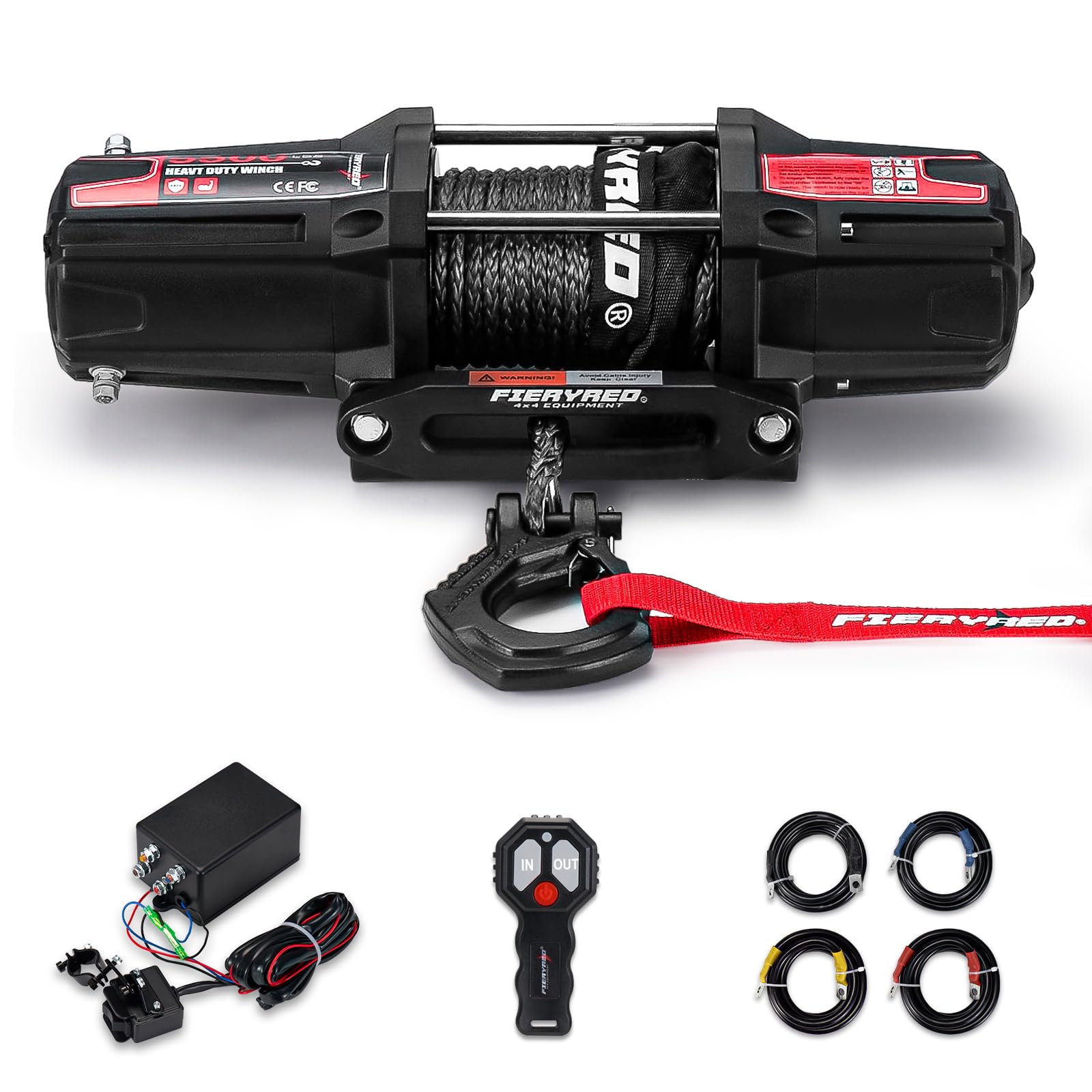 Photo 1 of FieryRed ATV/UTV Winch 12V 5500 lb Electric Winch with Synthetic Rope, with Wireless Remote Control Hawse Aluminium Fairlead & Mounting Bracket, Waterproof IP67