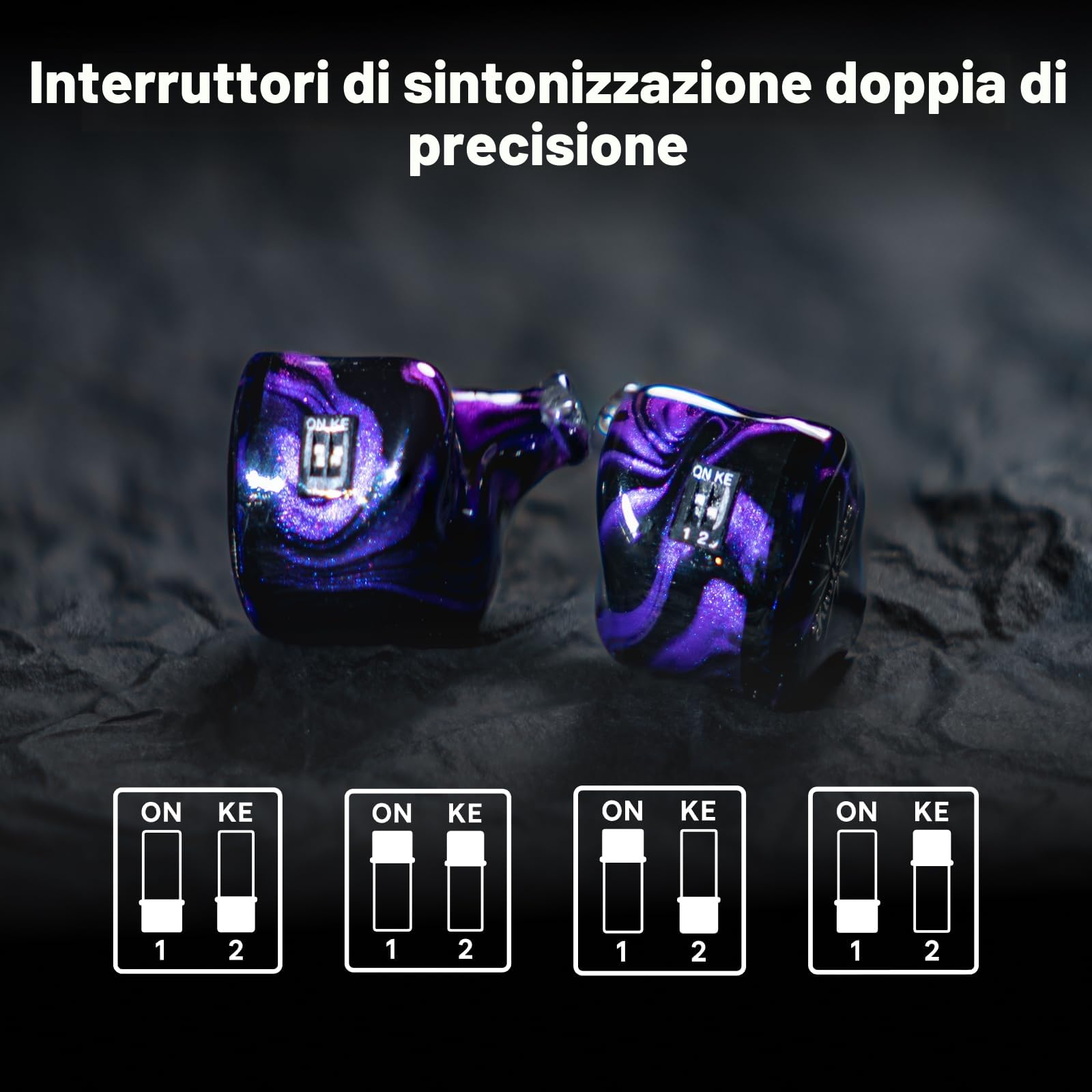 Linsoul Kiwi Ears Quartet 2DD+2BA Hybrid In-Ear Monitor, auricolari HiFi con guscio in resina lavorato a mano, cavo IEM staccabile OFC placcato in argento per musicisti audiofili DJ Studio Gaming