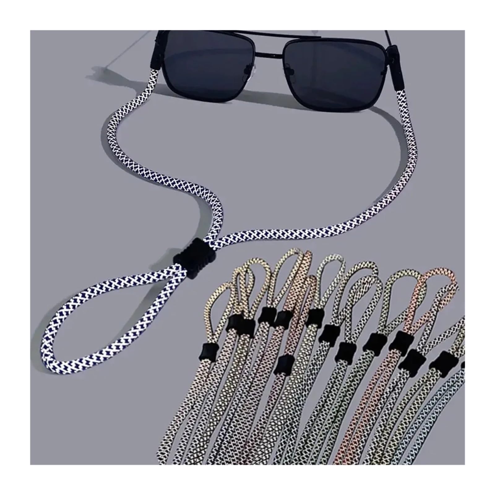 10pcs Non-Slip Sunglasses Rope Per Occhiali | Reflective Lanyard Strap Eyewear Cord Holder with Adjustable Buckles Glasses Neck Cord