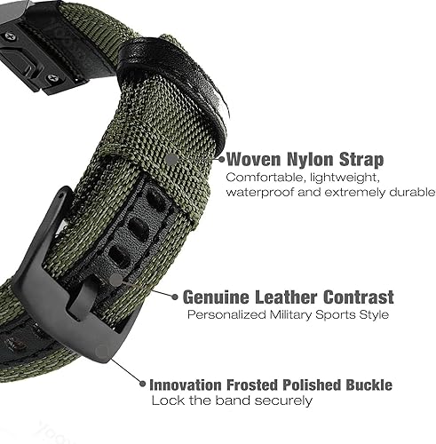 Miniatura 3 de Correa de reloj Fenix 5/Fenix 6, 0.866 pulgadas, ajuste rápido, de nailon, duradera, para Garmin Fenix 5/5 Plus, Fenix 6, Instinct, Quatix 5, MARQ,