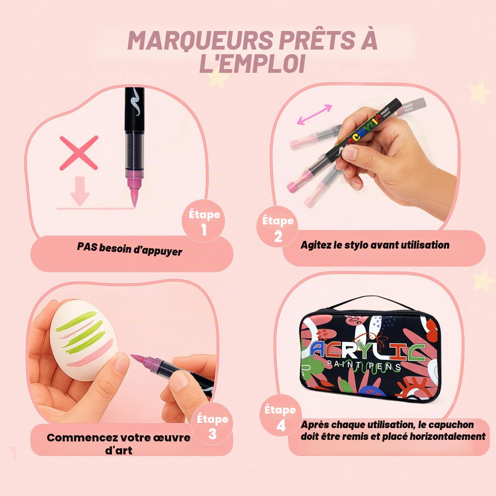 168 Marqueurs Acryliques, Pointe Pinceau 1-5 mm, Coffret Cadeau et Sac