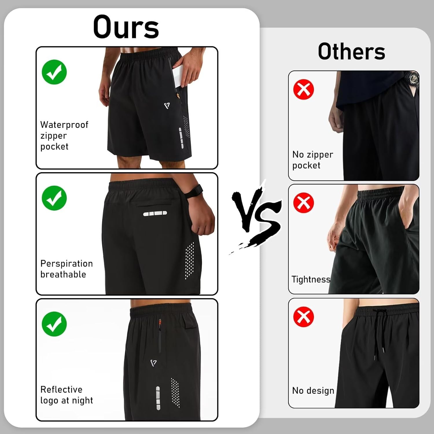 2 Pack Mens Athletic Shorts Quick Dry 7 Inch Running Shorts Breathable Mesh Gym Workout Shorts with Zipper Pockets - Image 4