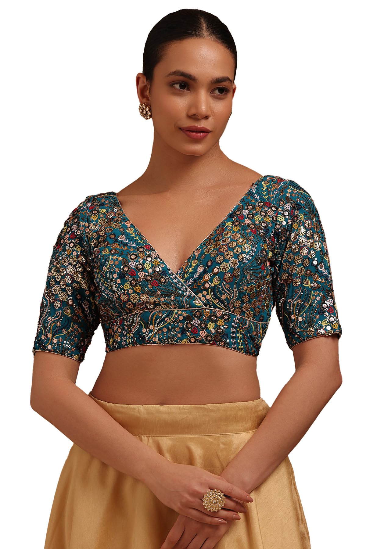Soch Camicetta imbottita da donna in georgette ricamata con paillettes