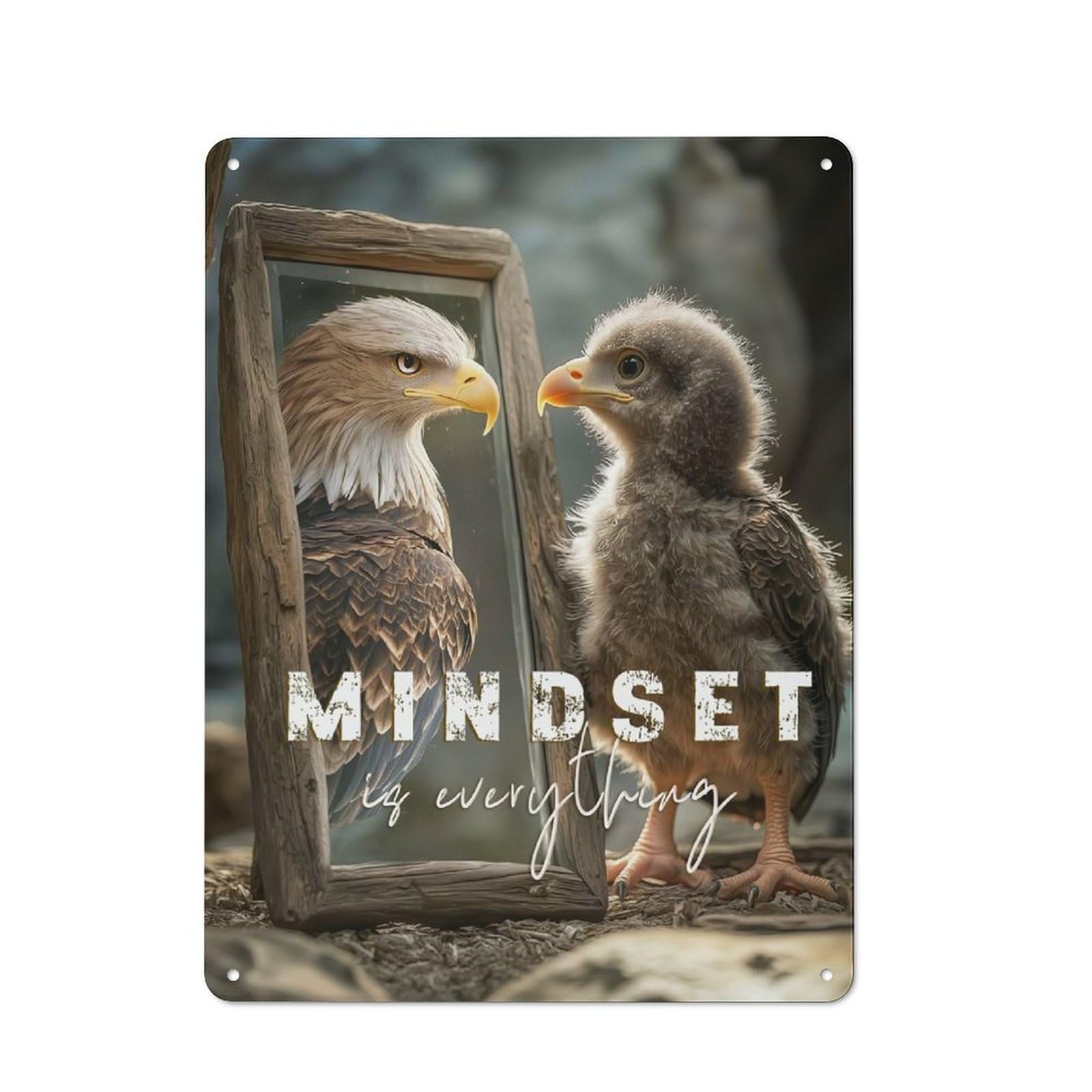 Junmoney Mindset Is Everything 40X30cm Retro Metal Sign With For Home Office Or Studio, Suited To Wall Displays In Home Offices And Studios