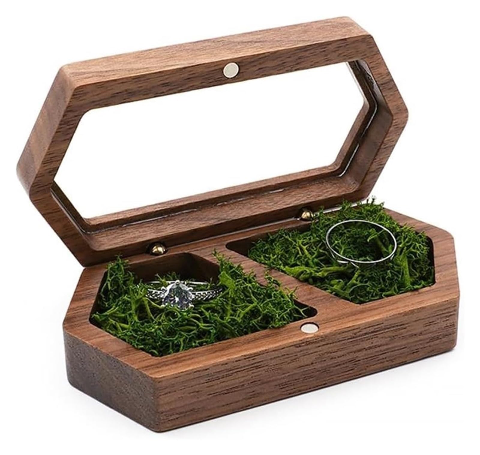 NIUSABOU Wood Jewellery Organiser, Walnut Presentation Travel Case Engagement Earr Holder Wedd Ceremony Proposal(Style-r)