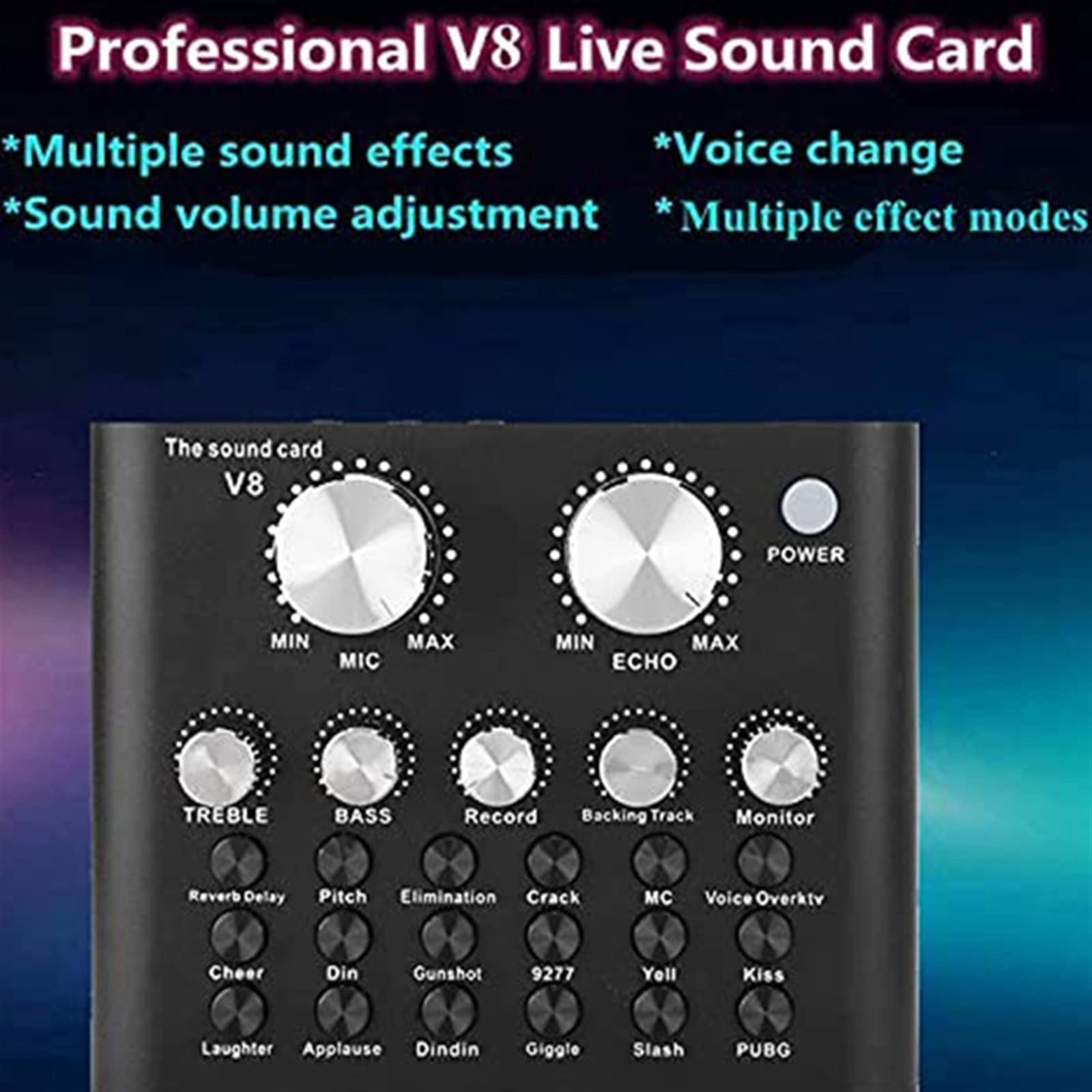 Mixer Audio Professionale, Scheda Audio V8 Live con Effetti e Cambia Voce, Dispositivo Mixer Audio Bluetooth per Streaming Live, Registrazione Musicale