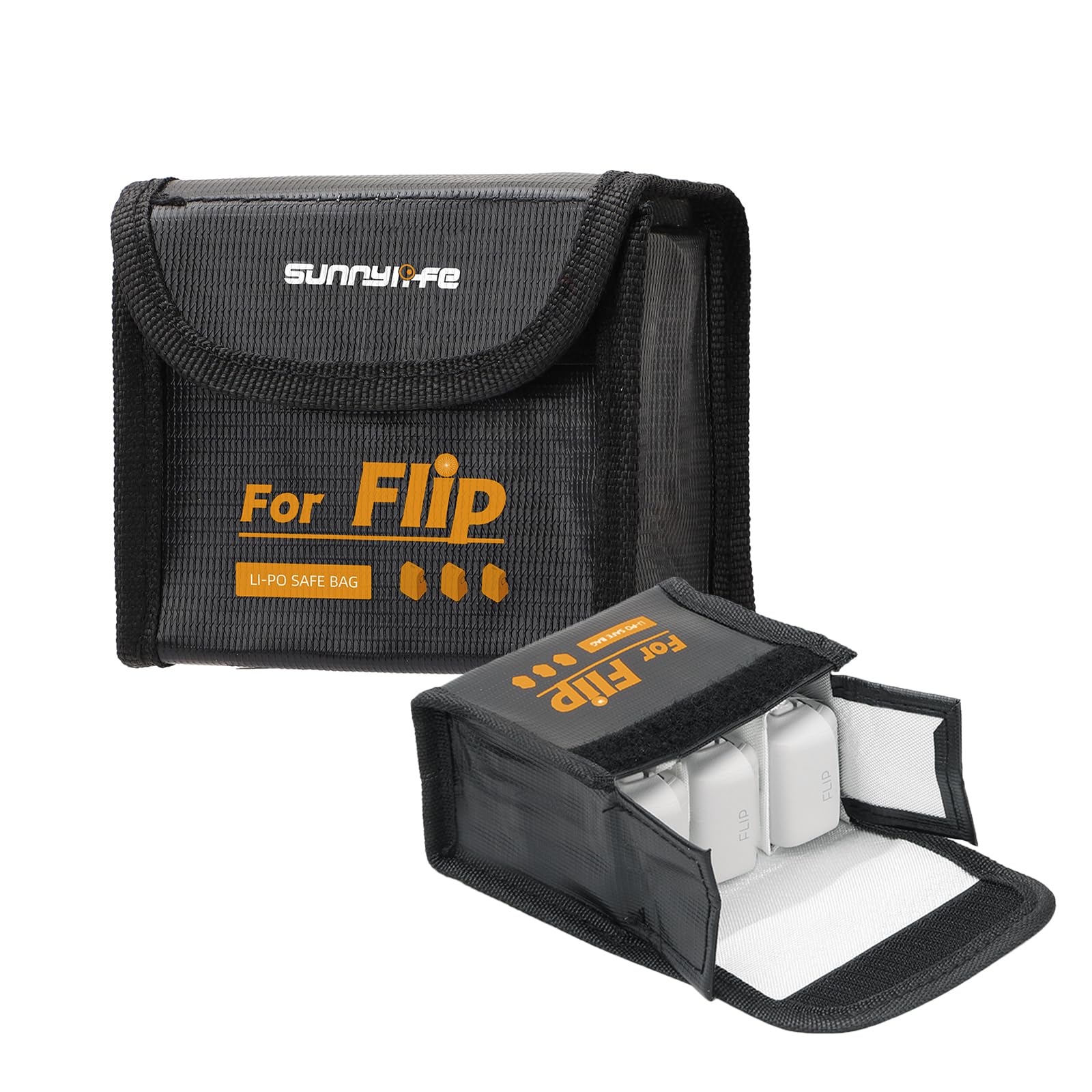 Sinyutia for DJI Flip Battery Safe Bag, Fireproof Explosion-Proof Lipo Batteries Protector Storage Case for DJI Flip Accessories (Large (for 3pcs