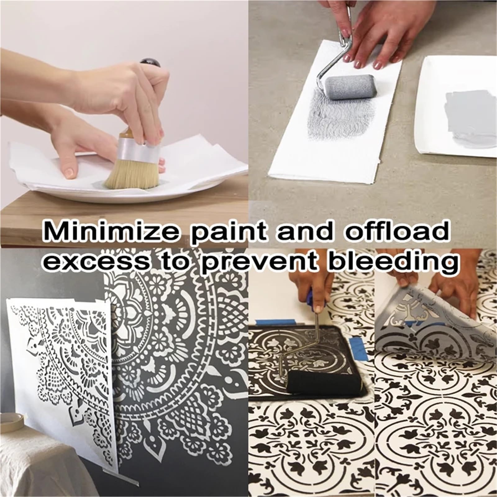 Grand pochoir mural géométrique 40 cm-80 cm Art déco réutilisable for carrelage décoratif, peinture, stuc, plâtre(XXL 40cmX80cm - B)
