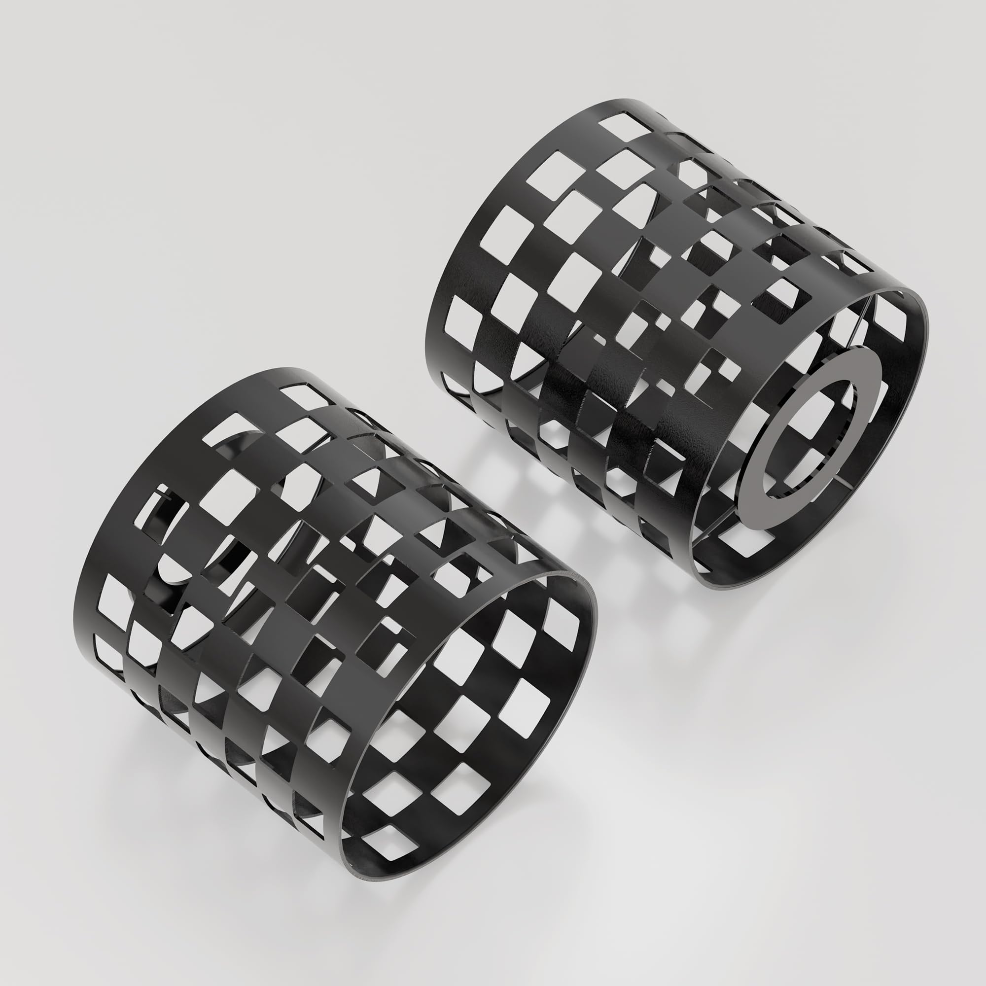 2 Pack Black Metal Lamp Shade - Drum Cage Ceiling Pendant Light Lampshade