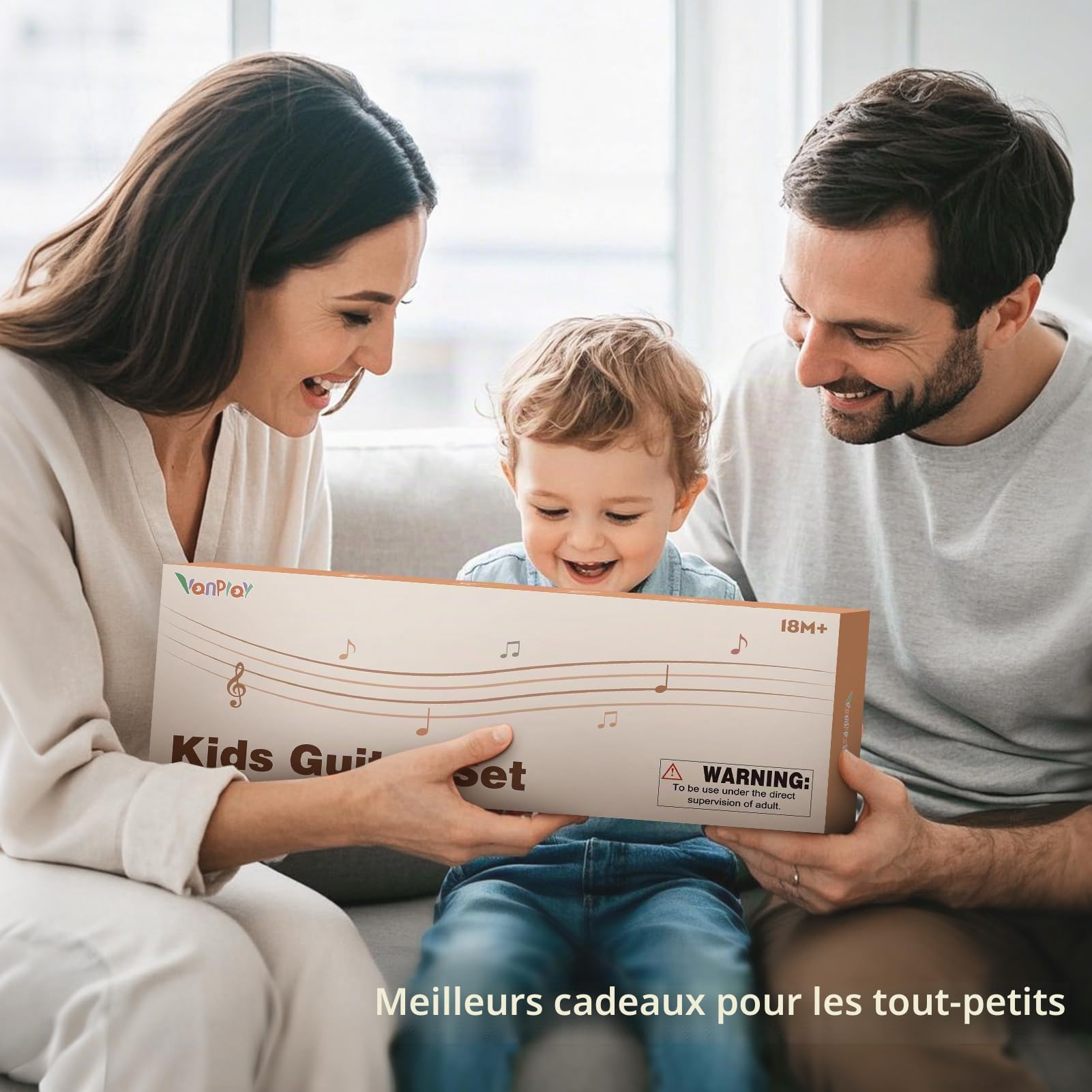 Guitare Enfant Instrument de Musique Bebe Jeux Montessori Jouet Enfant 2 3 Ans Cadeau Bebe Cadeau de Noël et d'anniversaire pour Enfants (7 in 1)