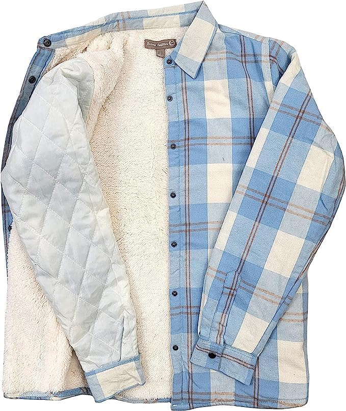 Victory Outfitters Women's Snap Front Sherpa Lined Soft Flannel Shirt Jacket - Image 2