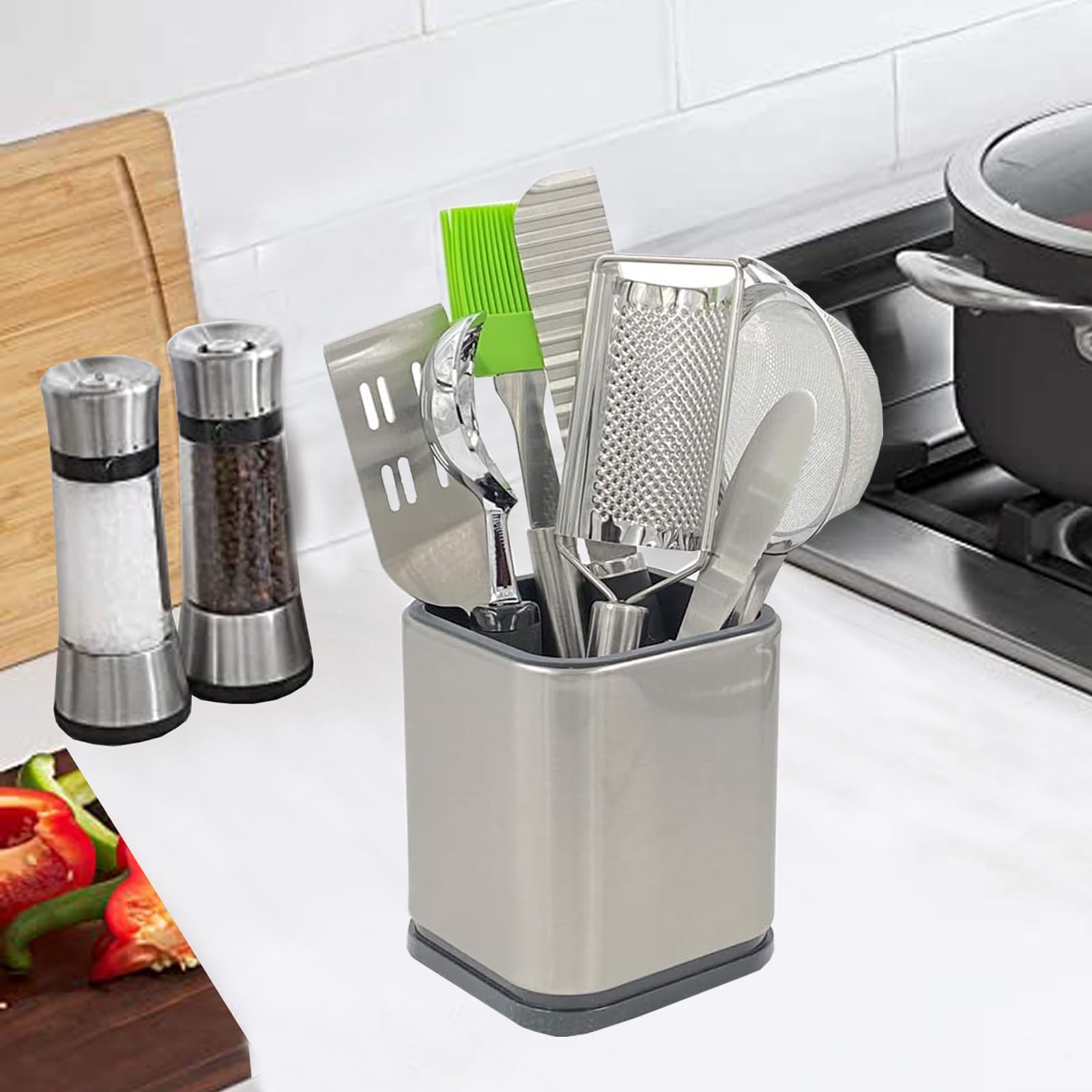 Soporte para cubiertos de acero inoxidable pequeño utensilio - 4.6 alto 4