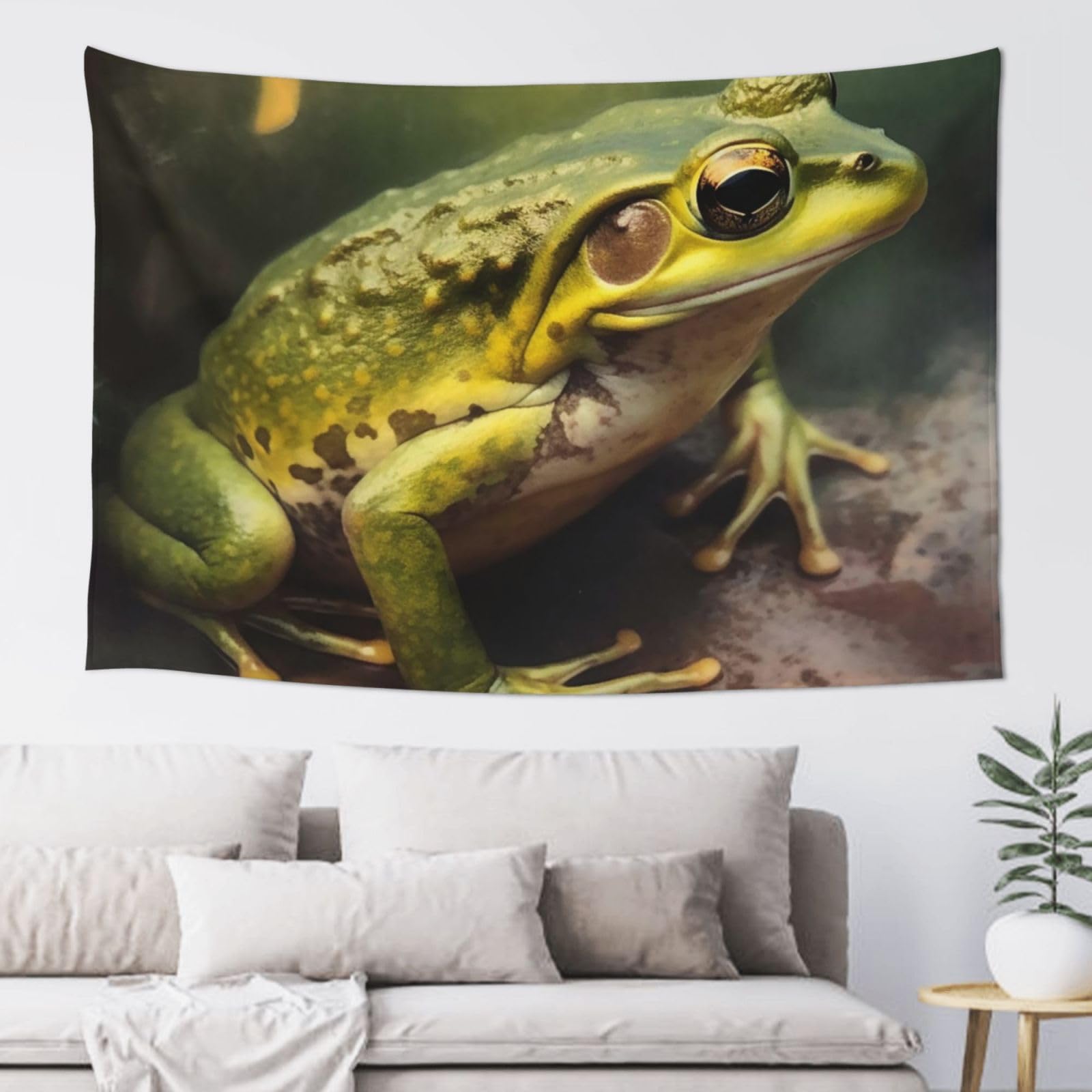 MXDLKSWPOH Tapestry 152x102 cm Art Wall Hanging for Living Room Modern Soft Aesthetic Tapestries Poster Frog on Stone Tapestry Home Decoration Large Wall Tapestries for Bedroom Dorm Decor