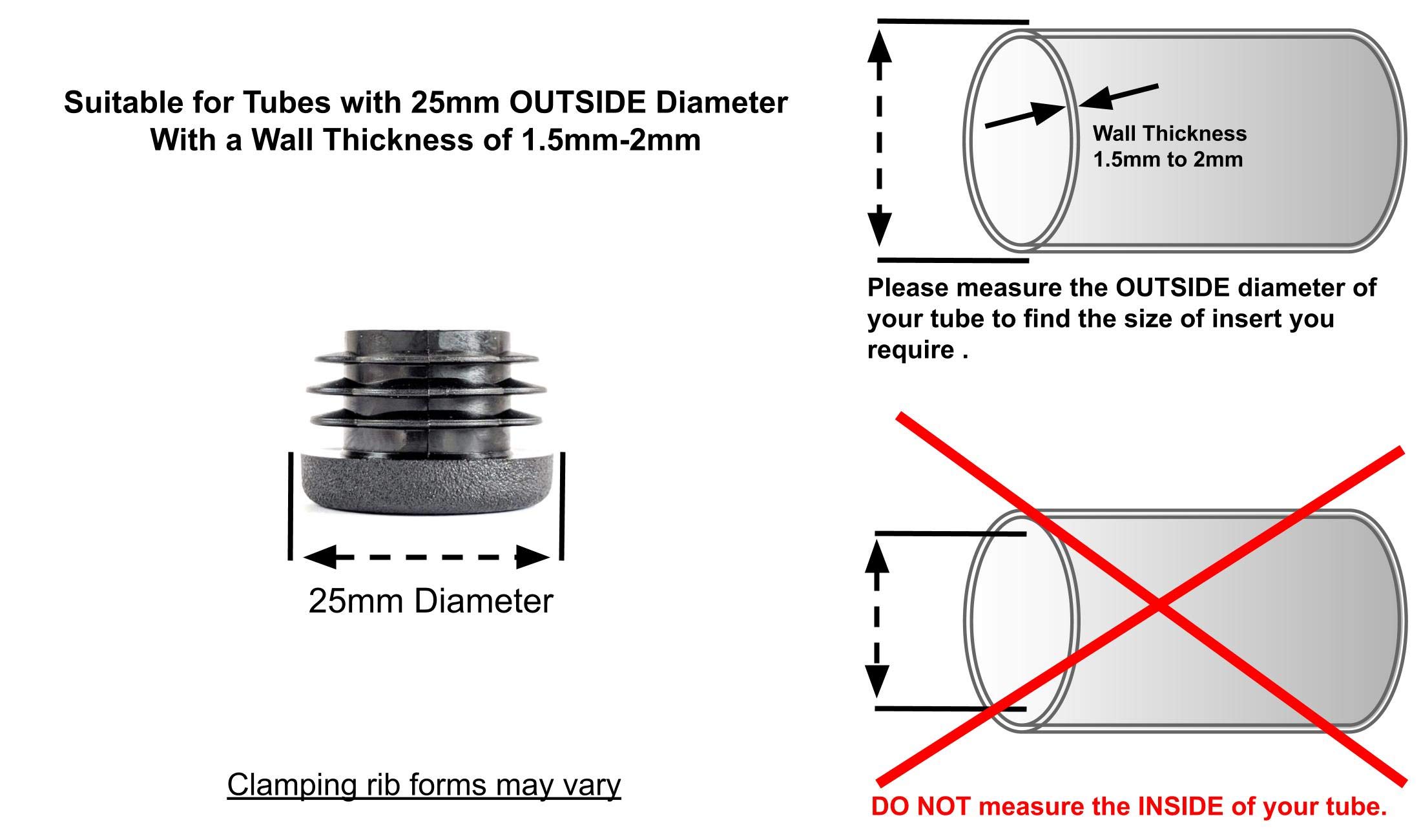 Tappi Terminali Per Tubi 25mm - Inserti Bianchi In Plastica, Confezione Da 4 Pezzi - Foto 6