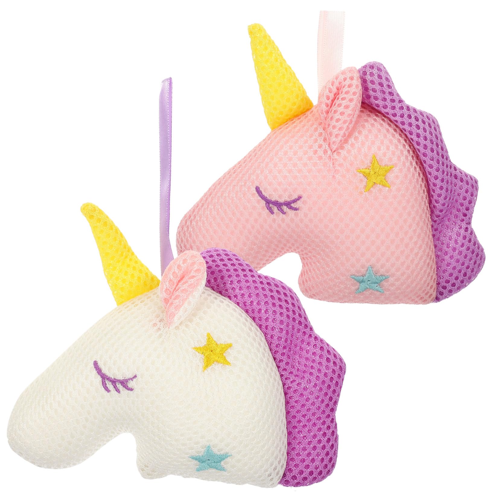 Healeved 4piezas Esponjas De De Unicornio Esponjas Exfoliantes De Malla y Rosa Para Baño y Efectiva Para Adultos y Diseño Divertido Para Experiencia De Alegre