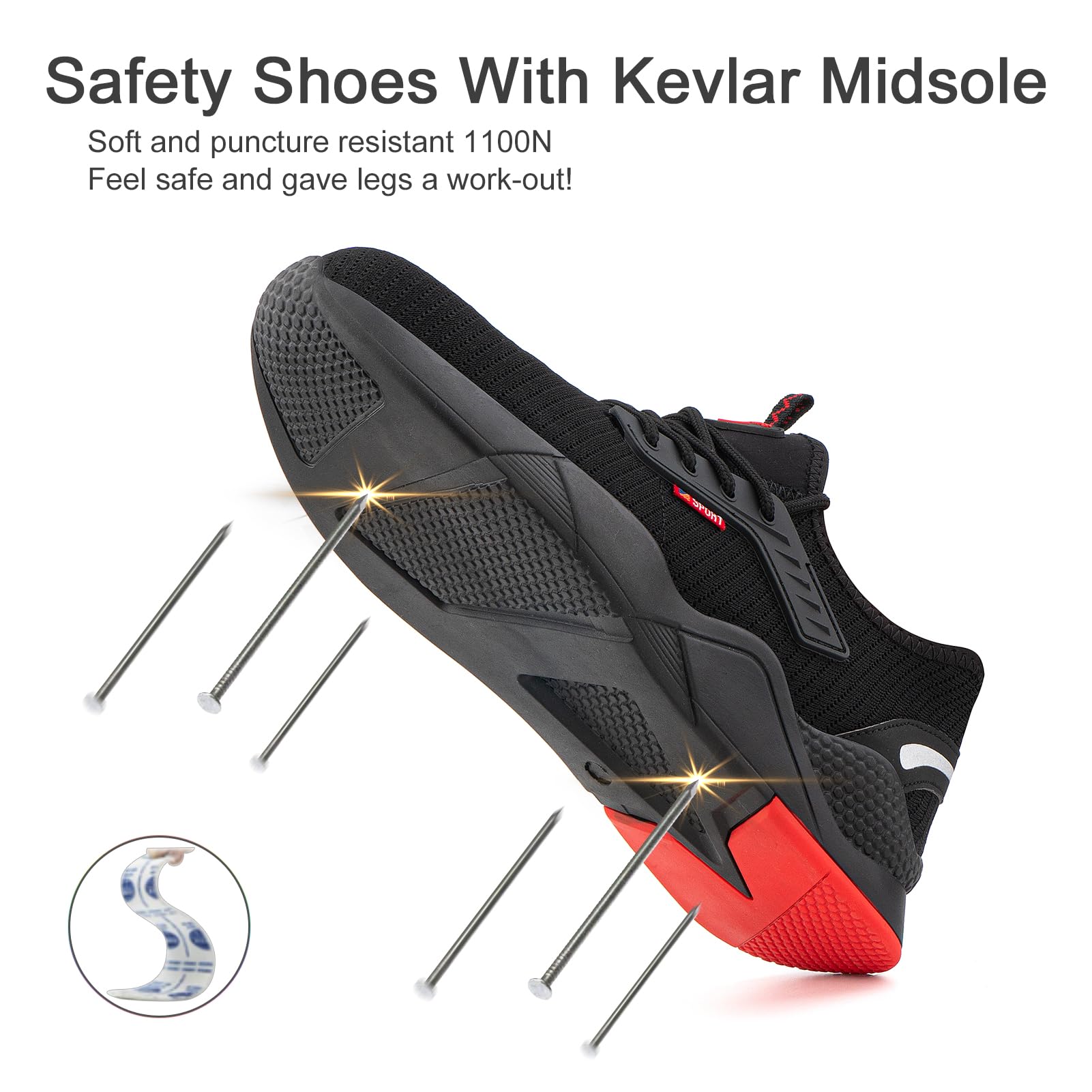 Hitmars Scarpe Antinfortunistiche Uomo Donna Leggere Scarpe da Lavoro con Punta in Acciaio Sportive di Sicurezza Sneaker Antiscivolo Scarpe da Cantiere EU 36-45