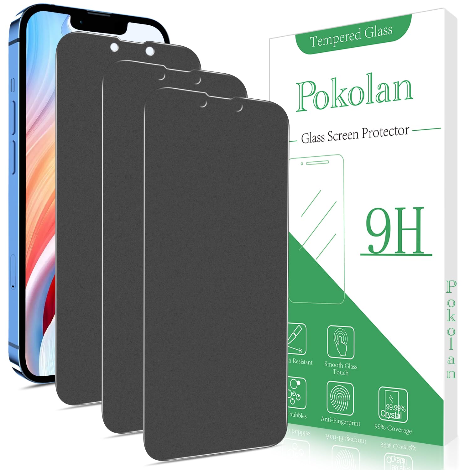 Pokolan 3 Pezzi Privacy Pellicola per Apple iPhone 13 Pro Max, 14 Plus