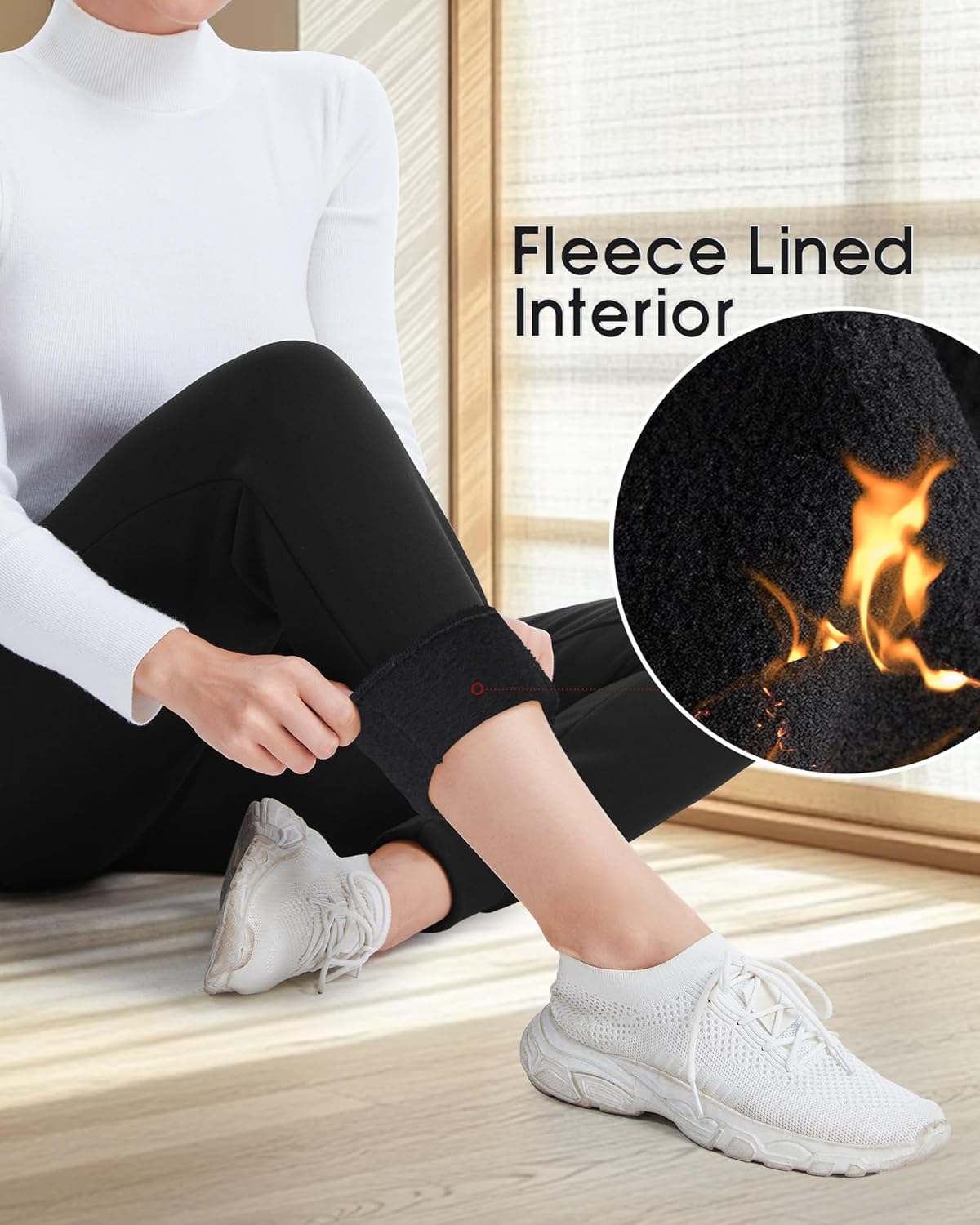 Aoliks Women's Fleece Lined Sweatpants Thermal Joggers with Pockets Winter Lounge Yoga Workout Running Pants - Image 3