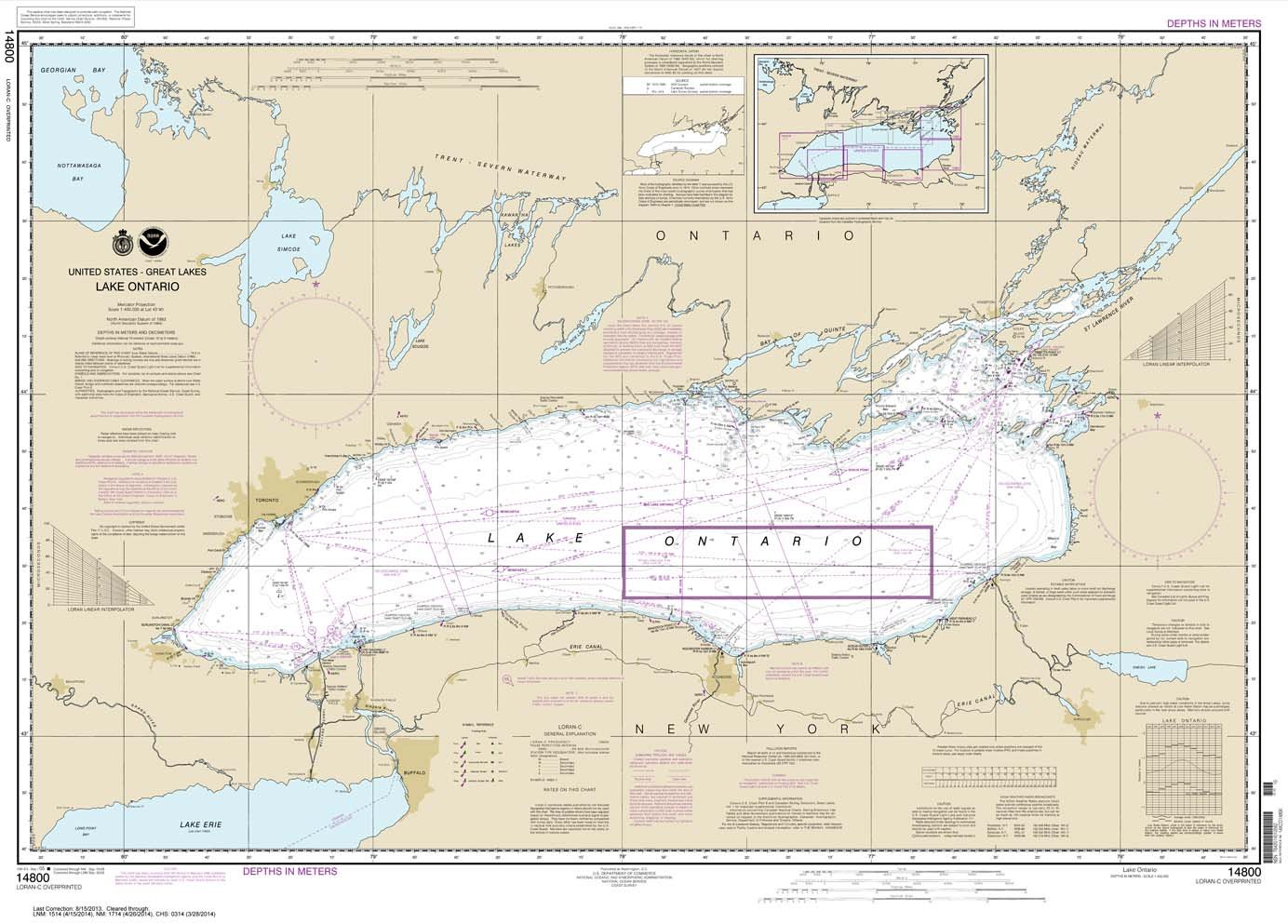 NOAA Chart 14800: Lake Ontario, 29.5 X 41.1, Traditional Paper