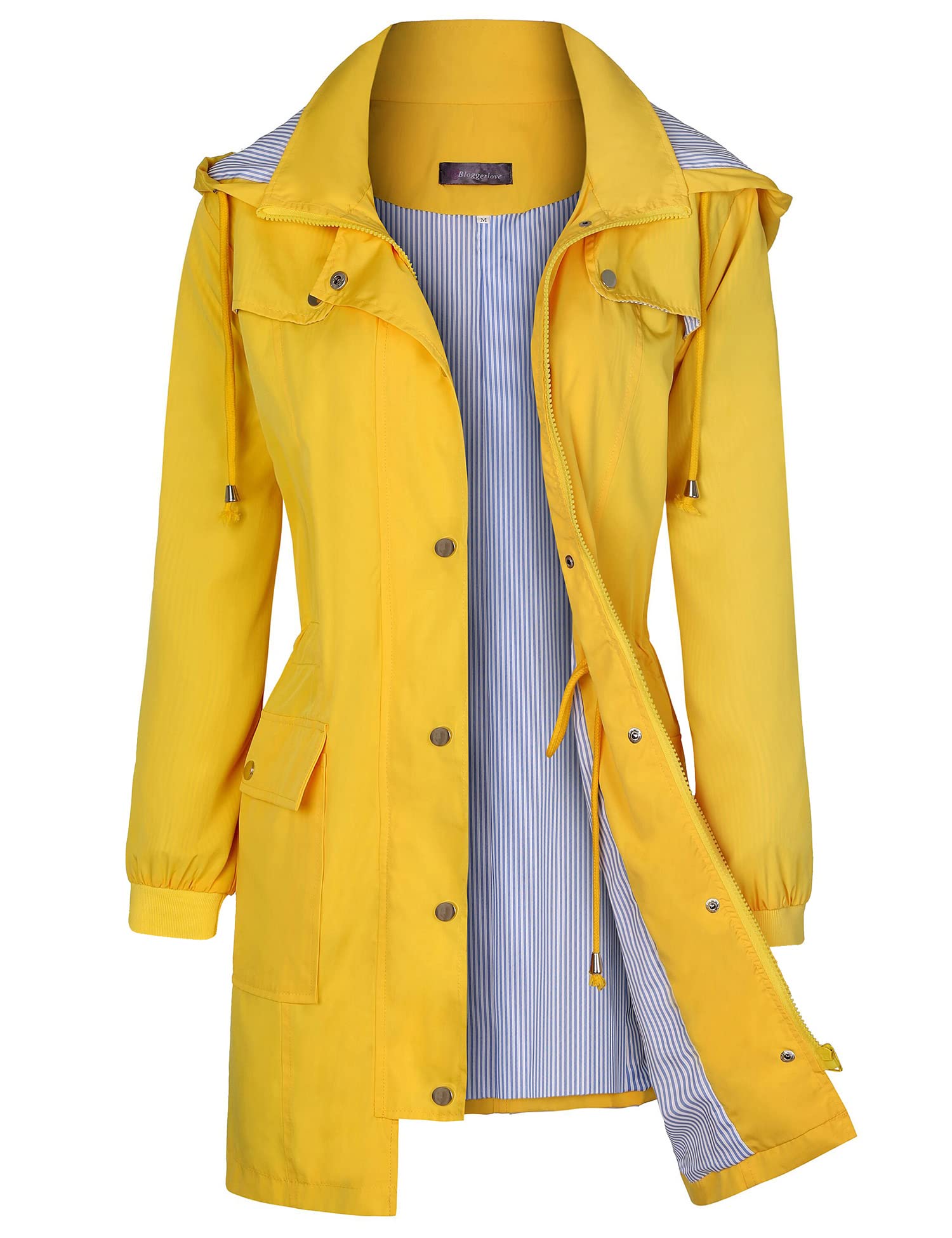 Bloggerlove Rain Jacket Women Lightweight Raincoat Waterproof Windbreaker Striped Climbing Outdoor Hooded Trench Coats S-XXL