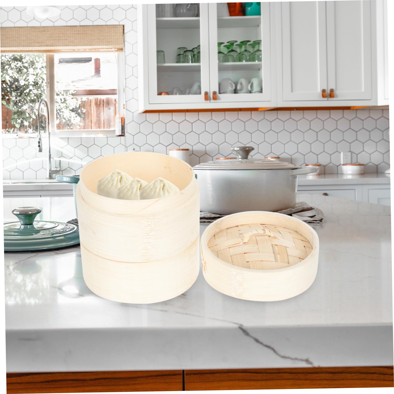 Bamboo Steamer for Bao Dumpling Steamer Food Cookware Reusable Safe Food 3