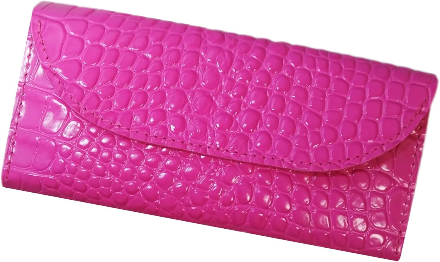 INGVARR Crocodile Embossed Leather Long Wallet for Women, Handmade wallet, Gift for her (Pink crocodile)