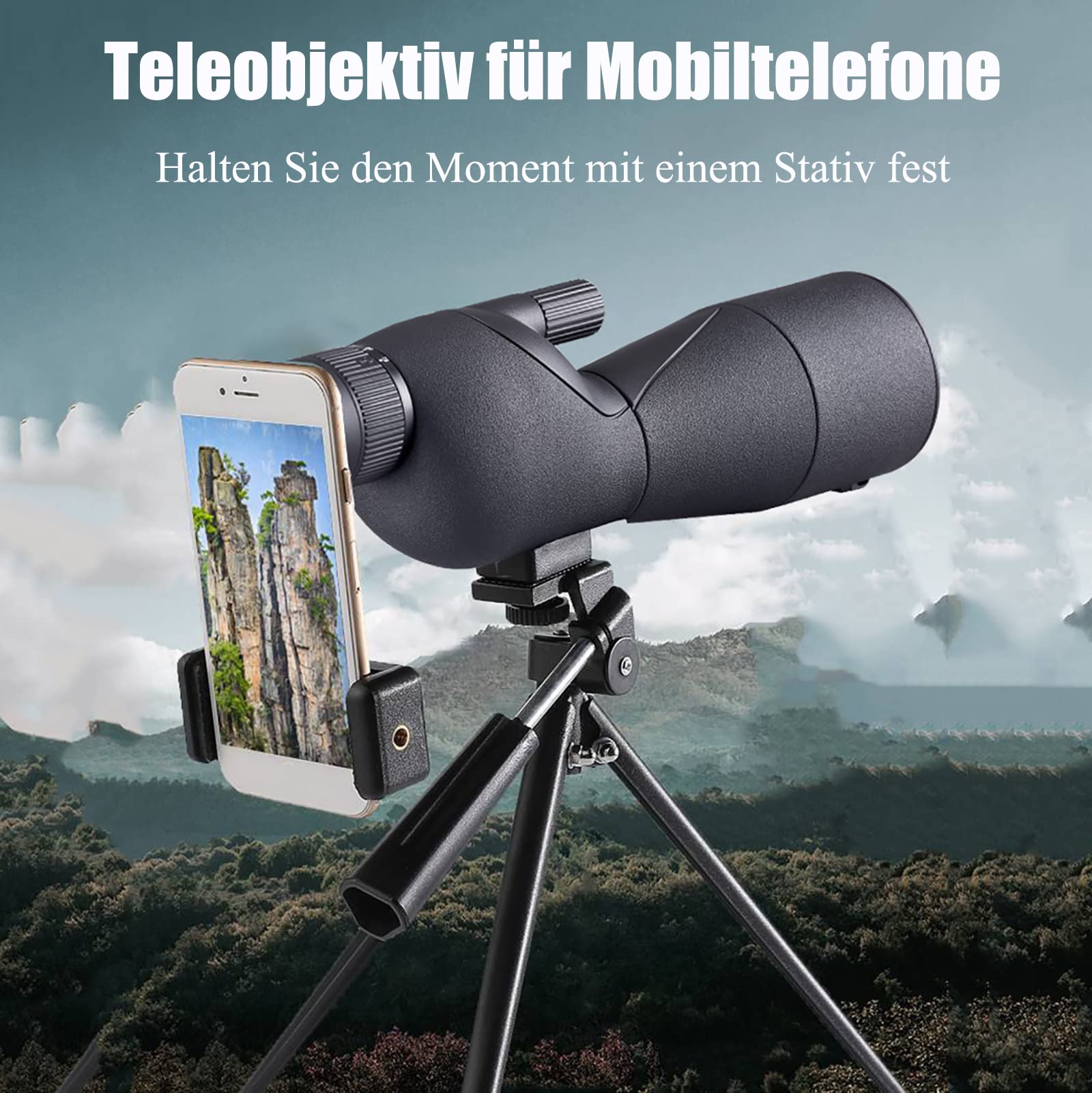 Teleskop monokularowy zoom, 60 mm okular, BAK4 HD, astronomiczny teleskop z adapterem i teleskopem tripod do obserwacji ptaków, astronomii, fotografii krajobrazowej