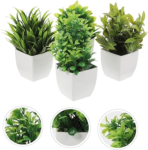 Miniatura 3 de Cabilock 4 piezas de planta artificial en maceta, planta de bonsái falsa de hoja verde, decoración de mesa, mini planta falsa, adornos de