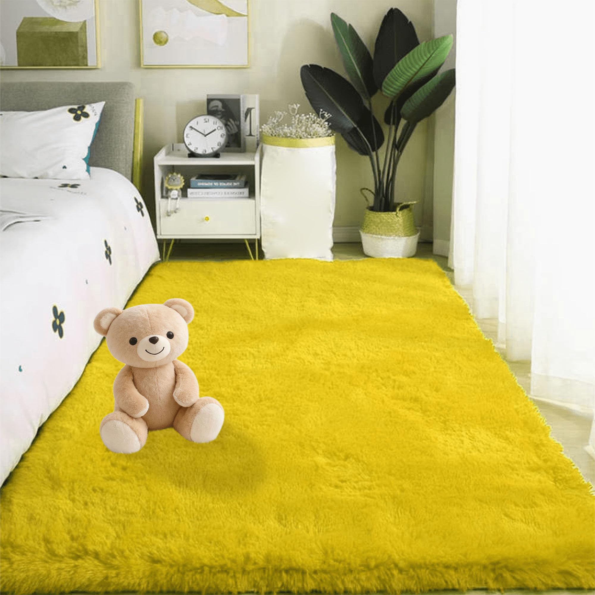 Grand tapis de salon moelleux pour créer un coin lecture cosy